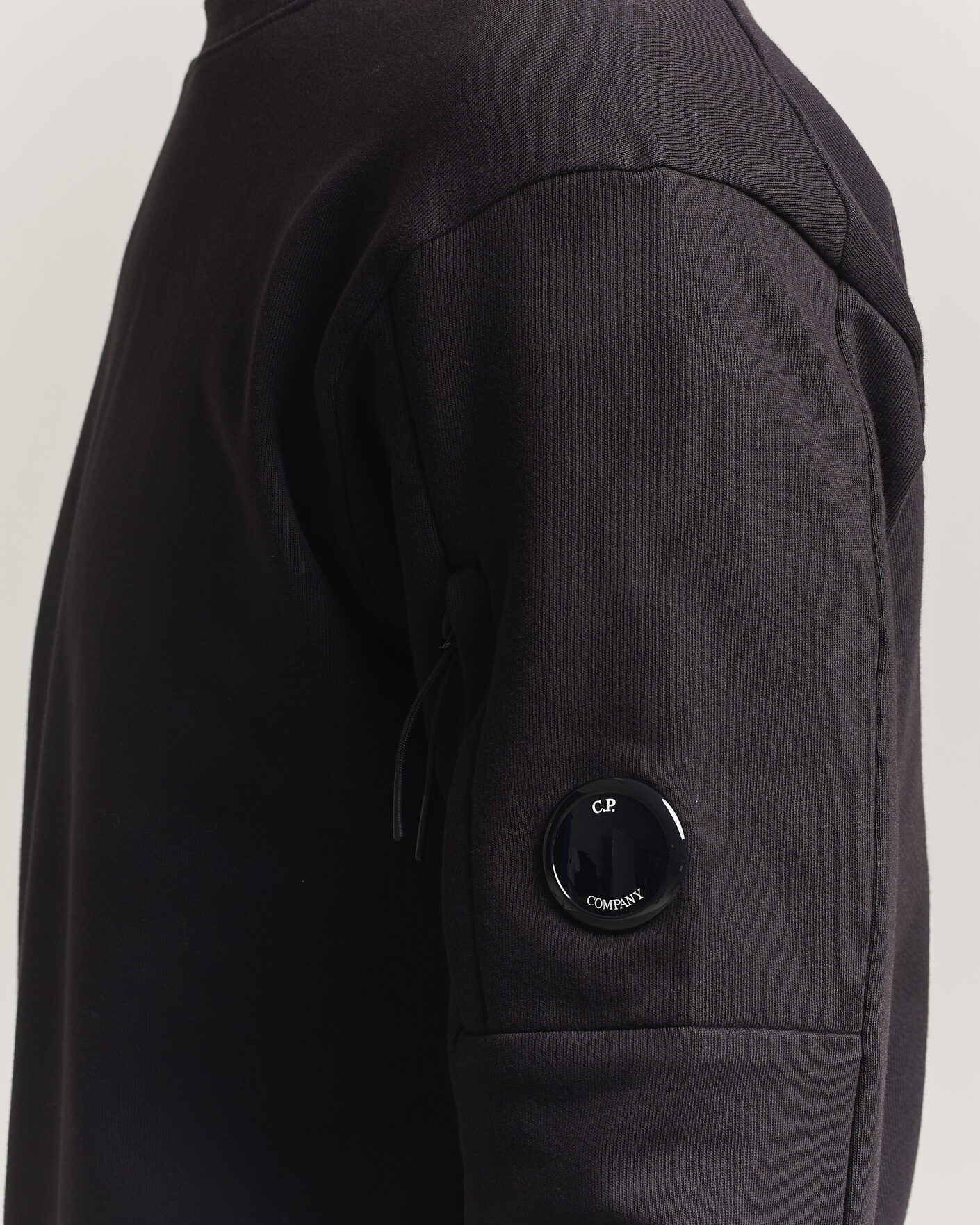 Homme | Pulls Et Tricots | C.P. Company | Diagonal Raised Fleece Lens Sweatshirt Black