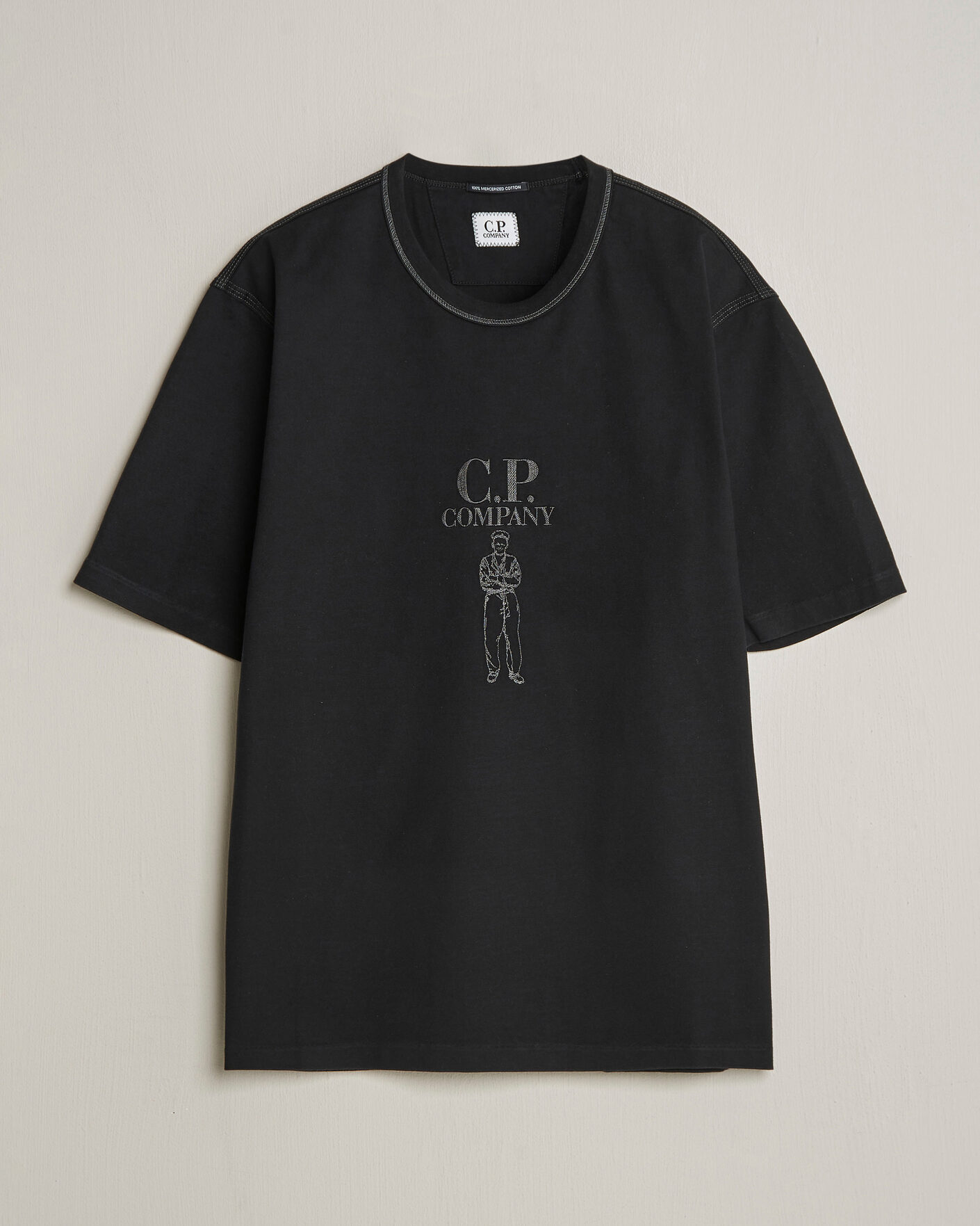 Heren | T-shirts | C.P. Company | Mercerized Heavy Cotton Chest Logo T-Shirt Black