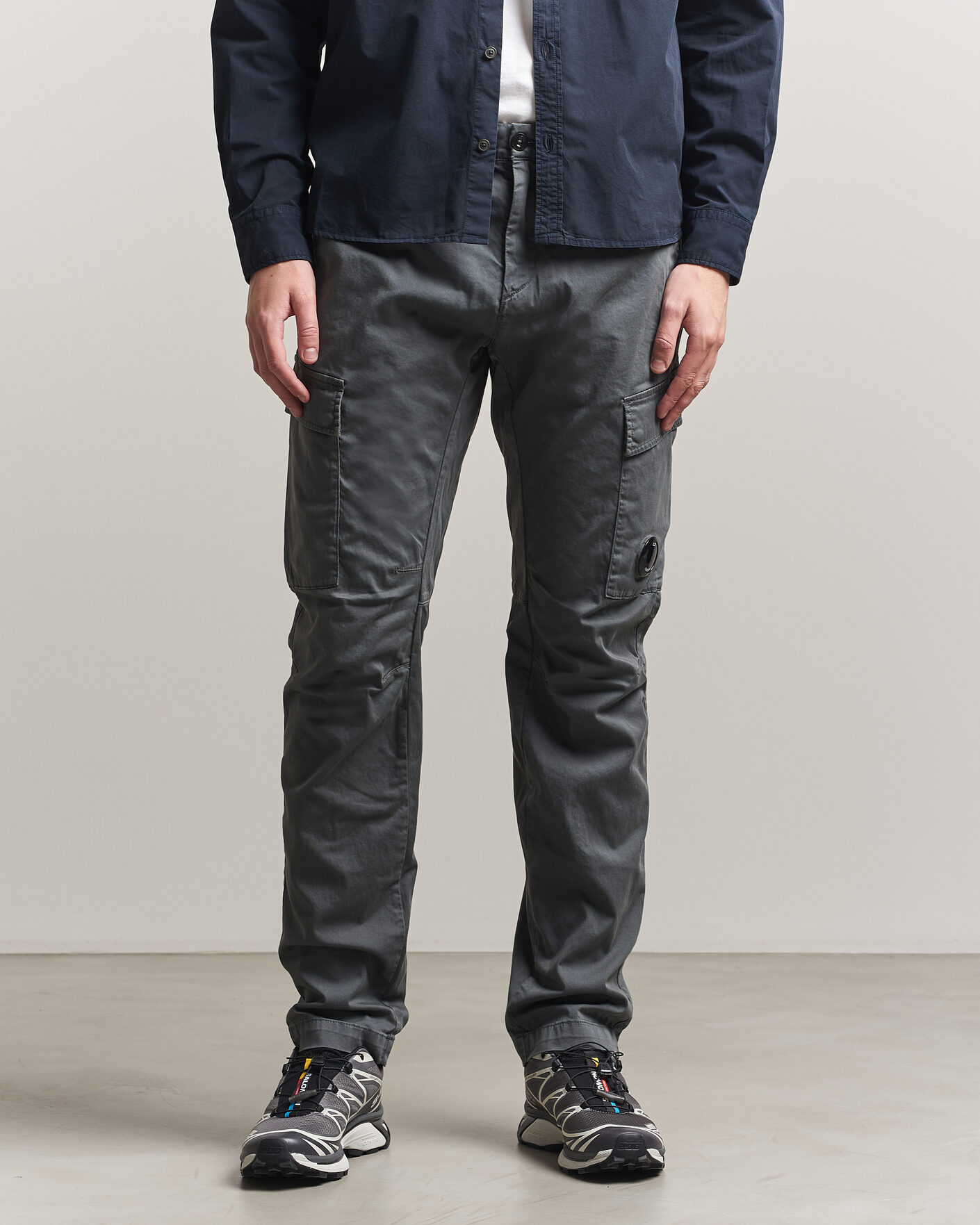 Heren | Broeken | C.P. Company | Satin Stretch Cargo Pants Dark Grey