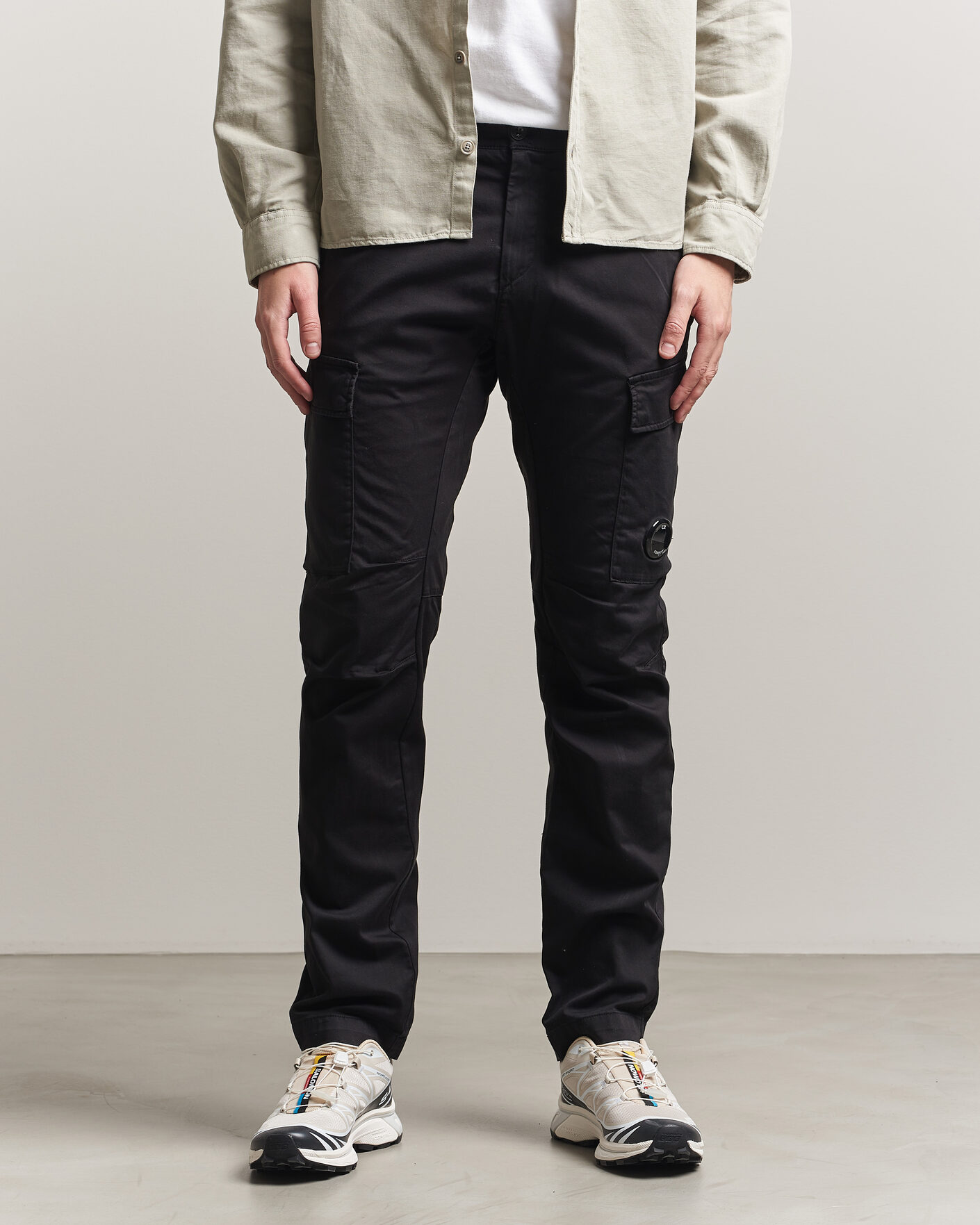 Heren | Broeken | C.P. Company | Satin Stretch Cargo Pants Black
