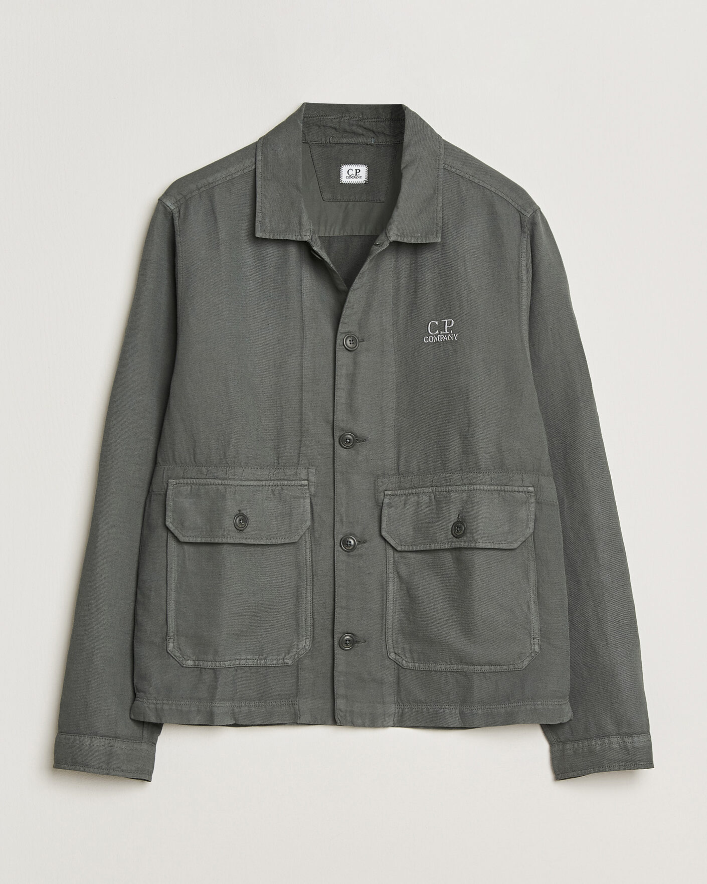 Heren | Overhemden | C.P. Company | Broken Twill Linen/Cotton Overshirt Olive