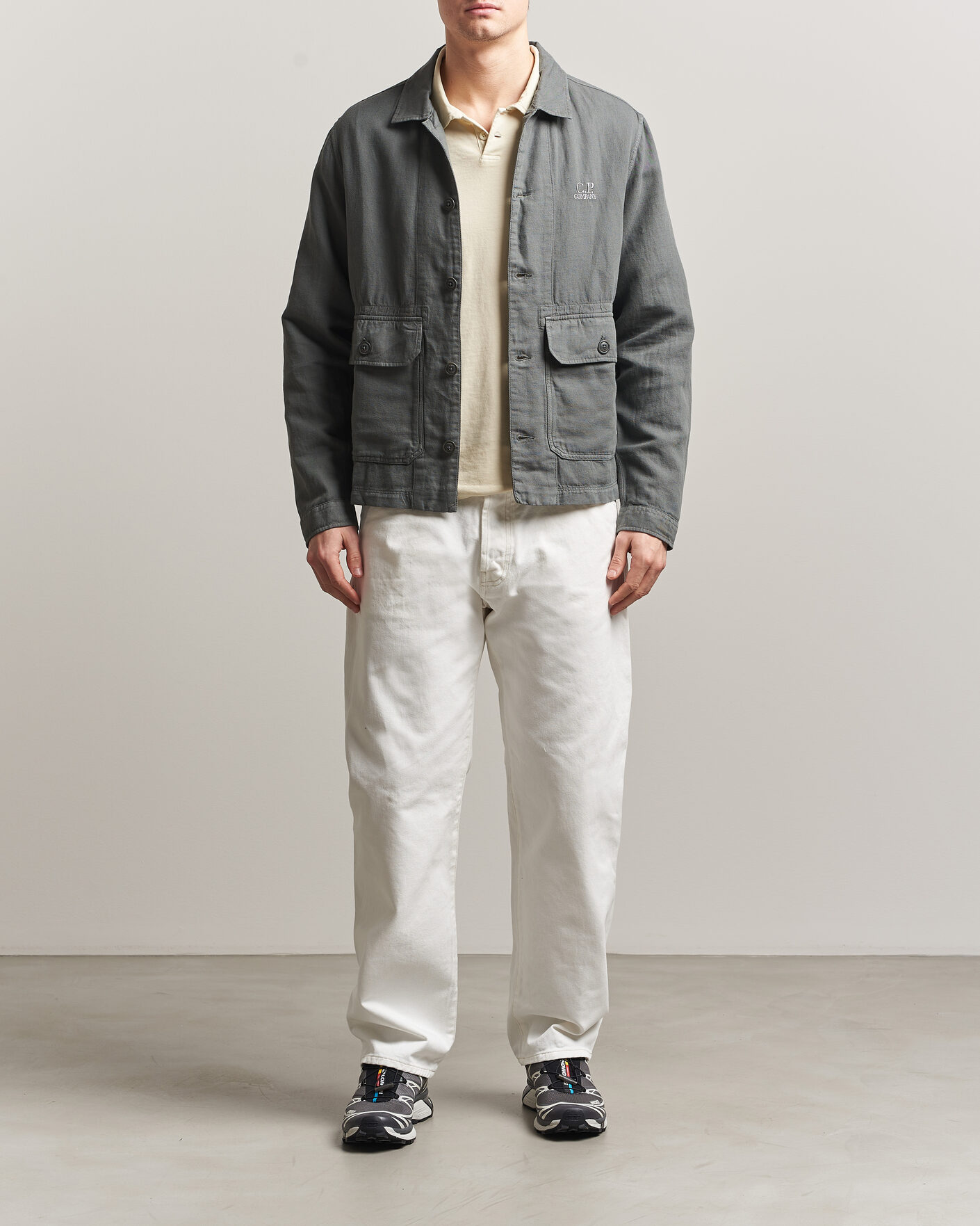 Heren | Overhemden | C.P. Company | Broken Twill Linen/Cotton Overshirt Olive