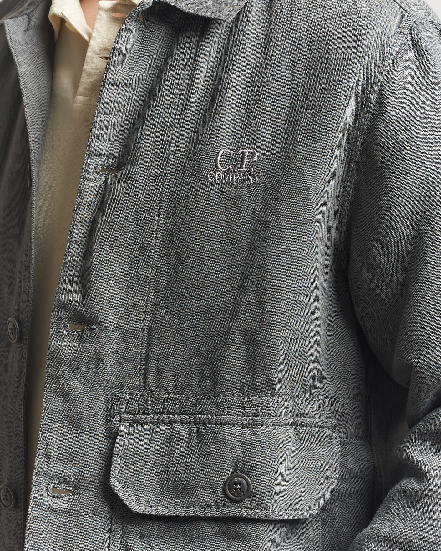 Heren | Overhemden | C.P. Company | Broken Twill Linen/Cotton Overshirt Olive