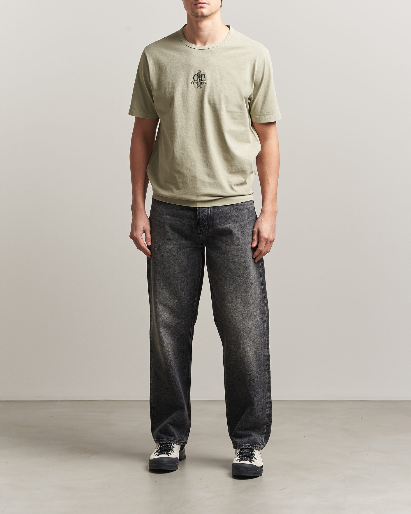 Homme | T-shirts | C.P. Company | Back Printed Cotton T-Shirt Washed Green