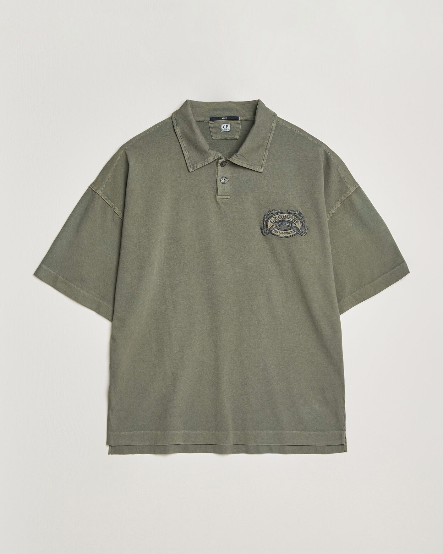 Homme | Polos | C.P. Company | Boxy Fit Cotton Logo Polo Dark Green