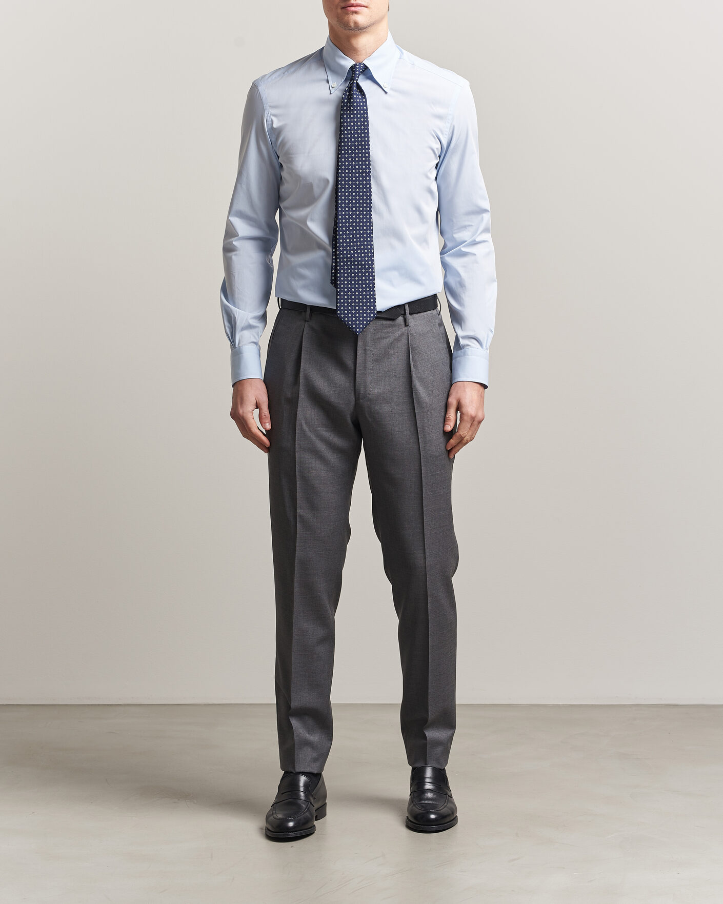 Homme | Chemises | Mazzarelli | Soft Cotton Button Down Shirt Light Blue