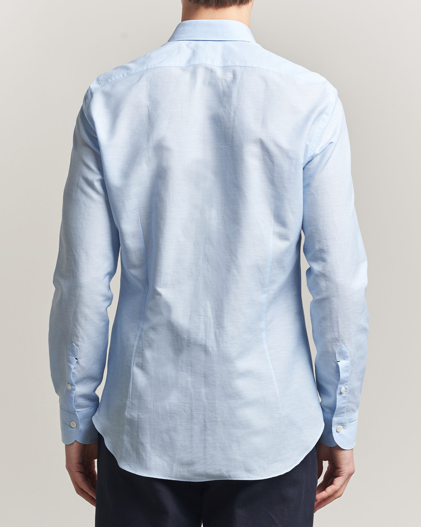 Heren | Overhemden | Mazzarelli | Soft Cotton/Linen Shirt Light Blue