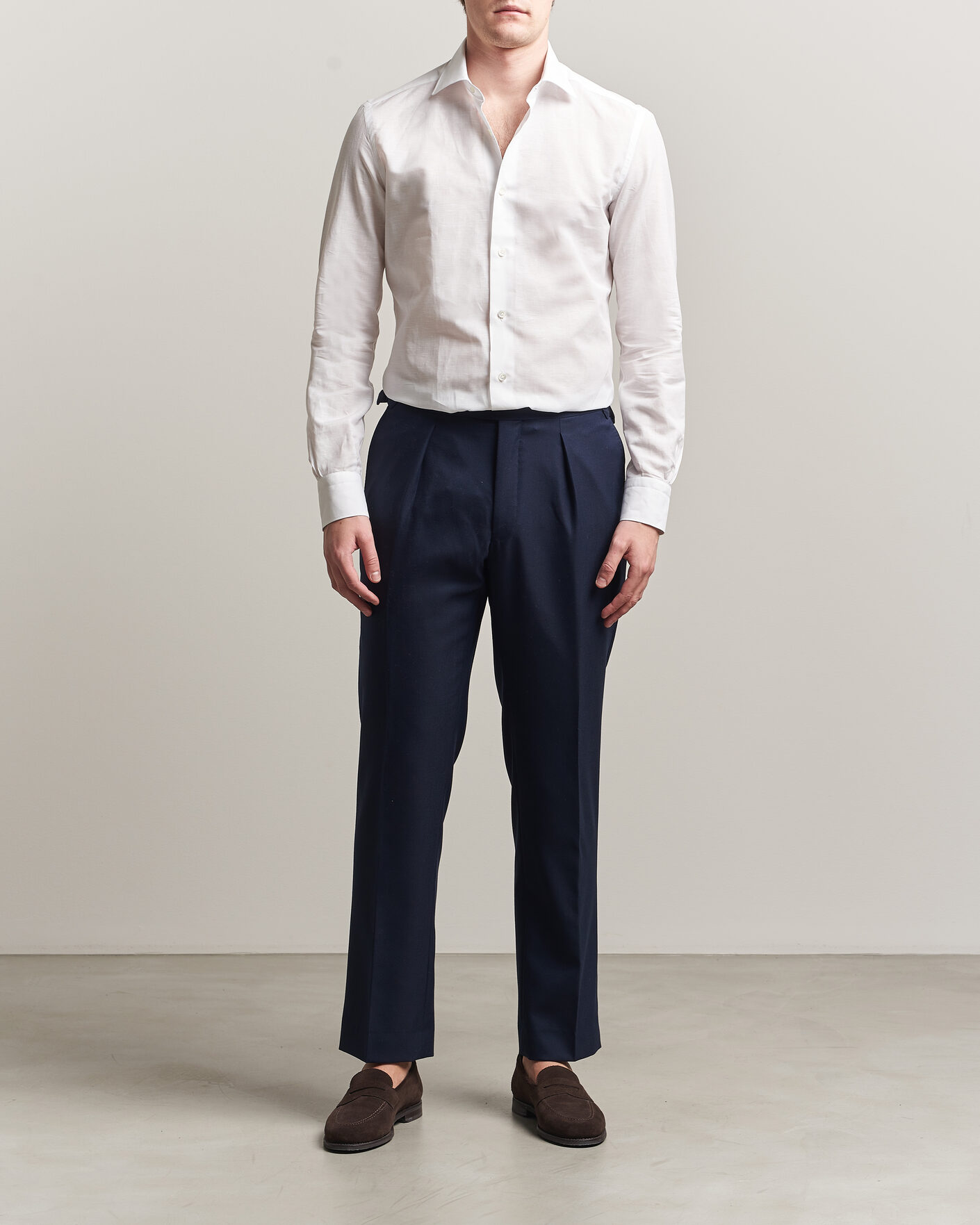 Heren | Overhemden | Mazzarelli | Soft Cotton/Linen Shirt White
