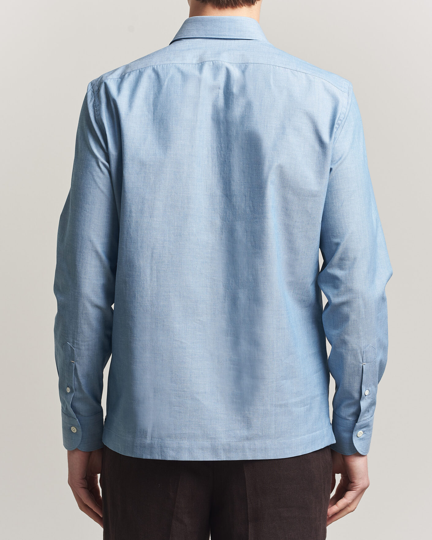 Heren | Overhemden | Mazzarelli | Soft Cotton Denim Popover Shirt Blue