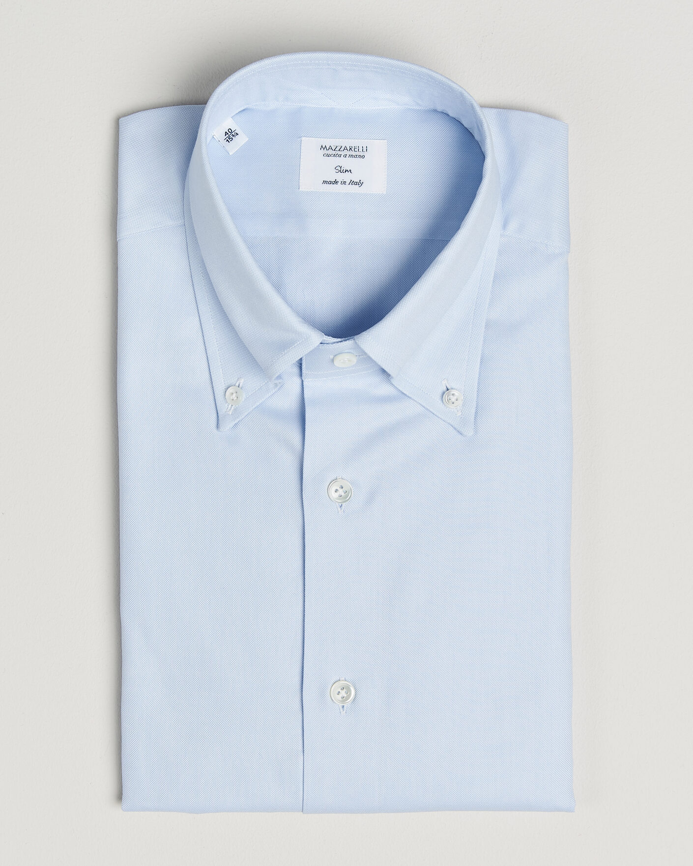 Heren | Overhemden | Mazzarelli | Soft Oxford Button Down Shirt Light Blue