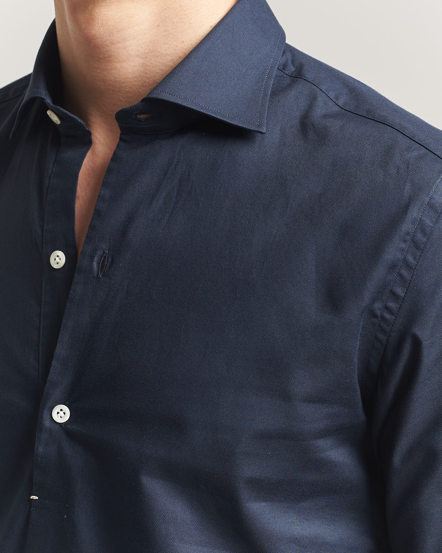 Heren | Overhemden | Mazzarelli | Soft Oxford Popover Shirt Navy