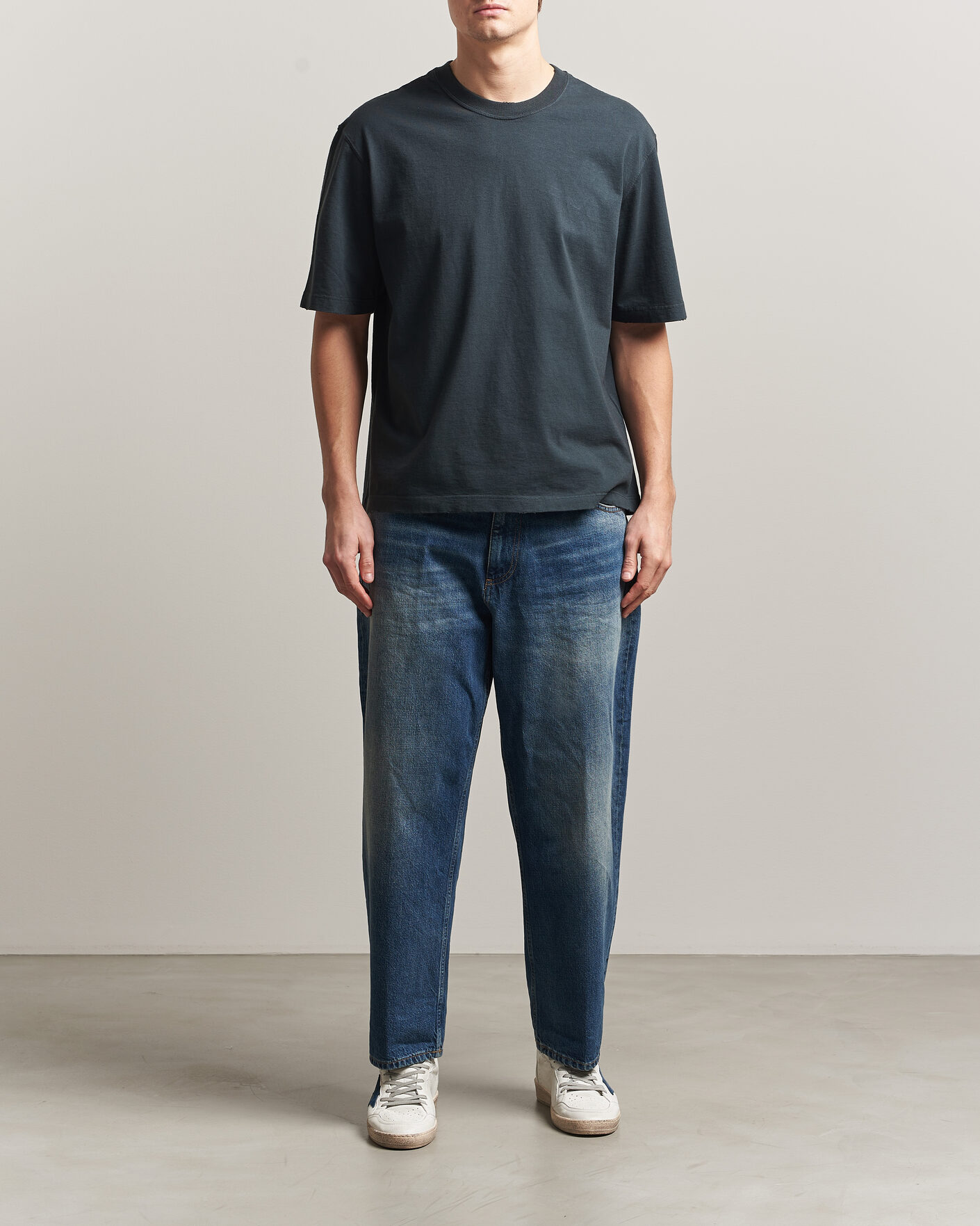 Homme | T-shirts | Golden Goose | Relaxed Fit Cotton T-Shirt Washed Black