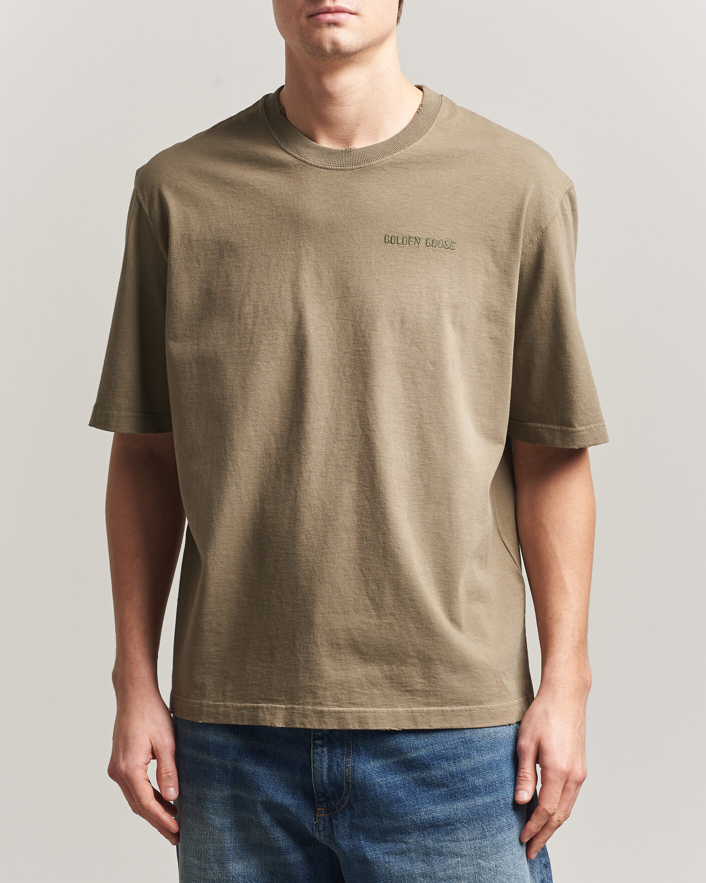Heren | T-shirts | Golden Goose | Journey Dyed Cotton T-Shirt Washed Beige
