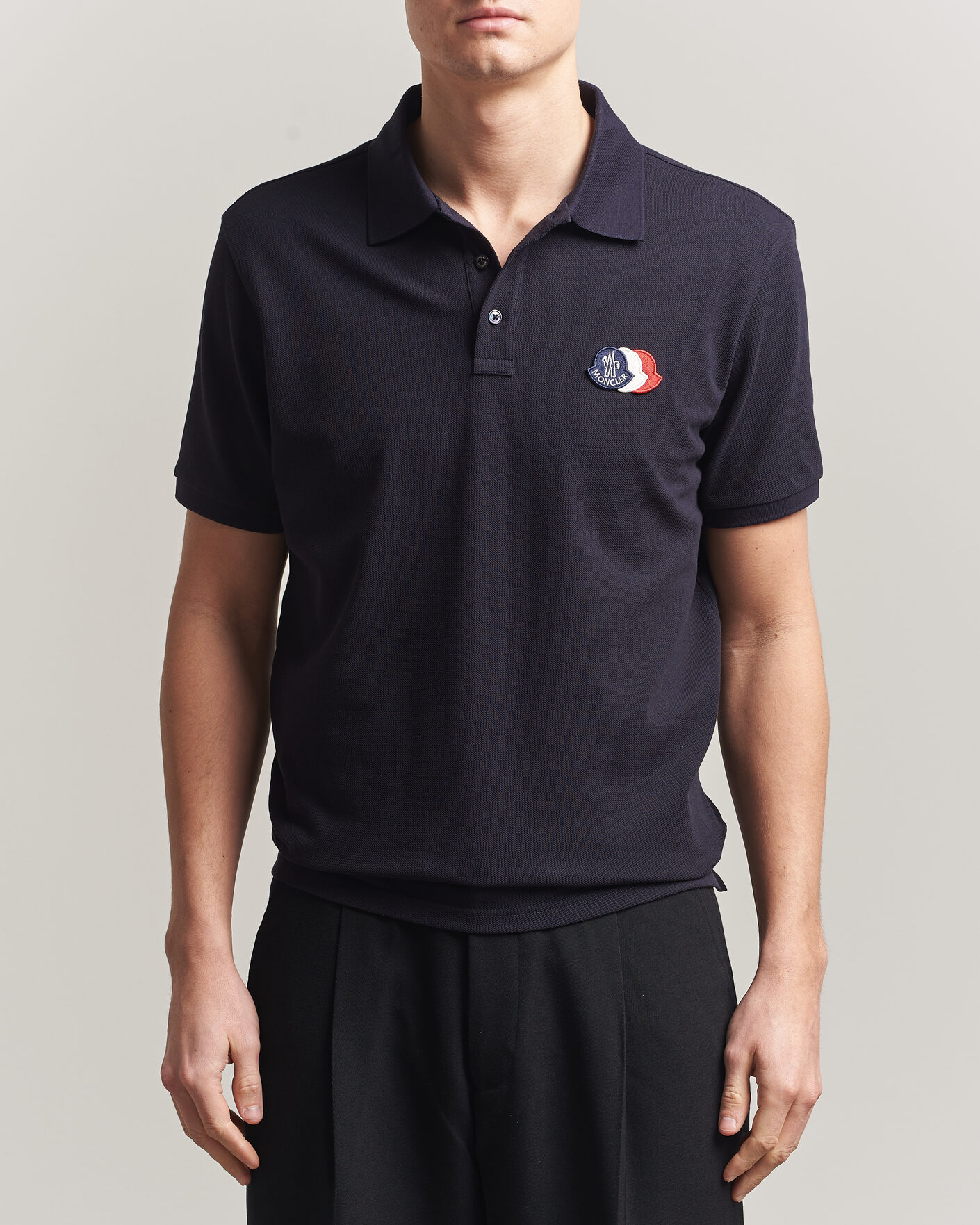 Homme | Polos | Moncler | Tricolore Logo Polo Navy