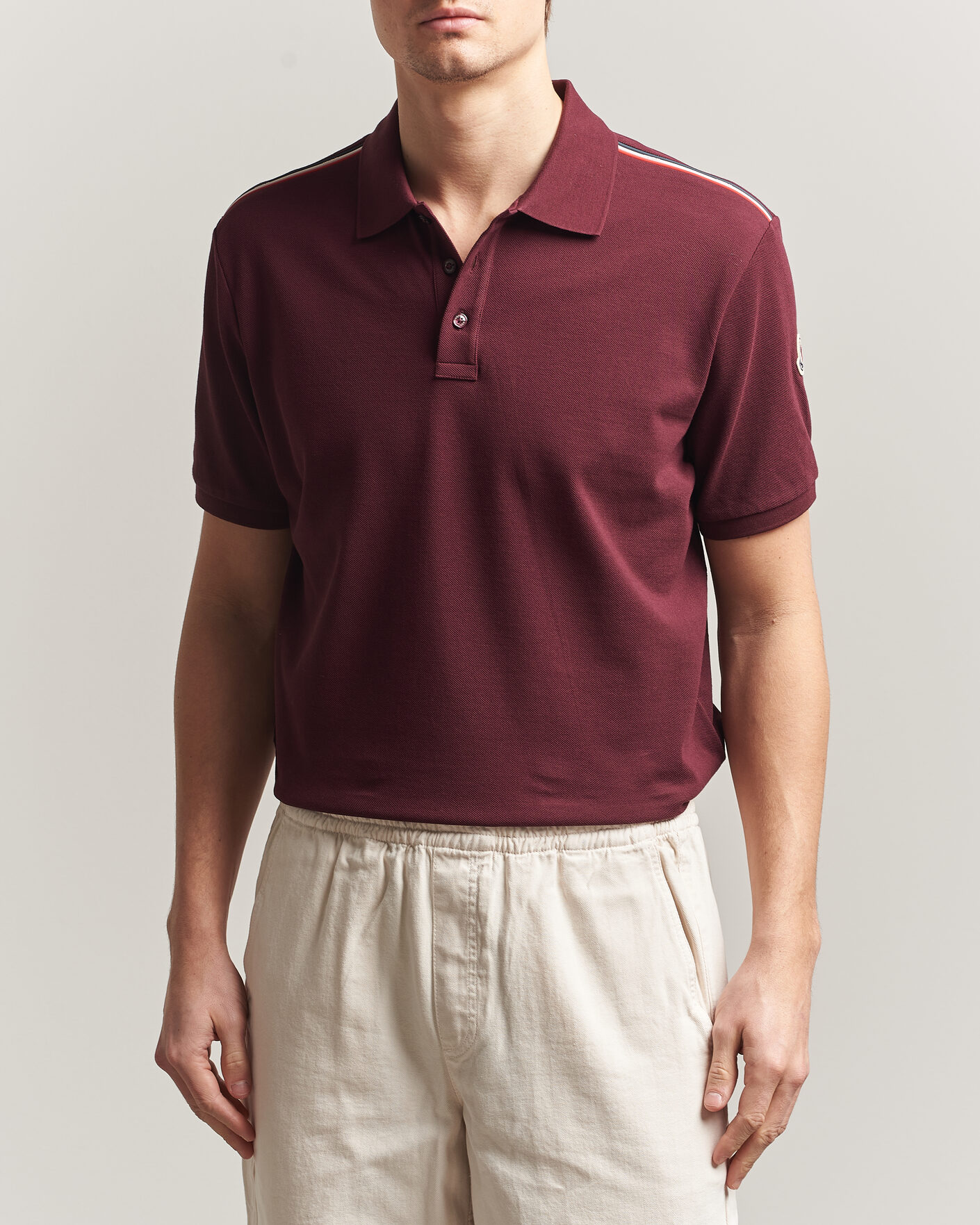 Homme | Polos | Moncler | Tricolore Shoulder Polo Burgundy