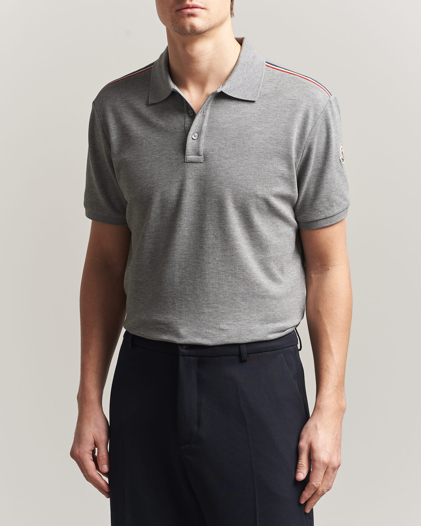 Heren | Polo's | Moncler | Tricolore Shoulder Polo Light Grey