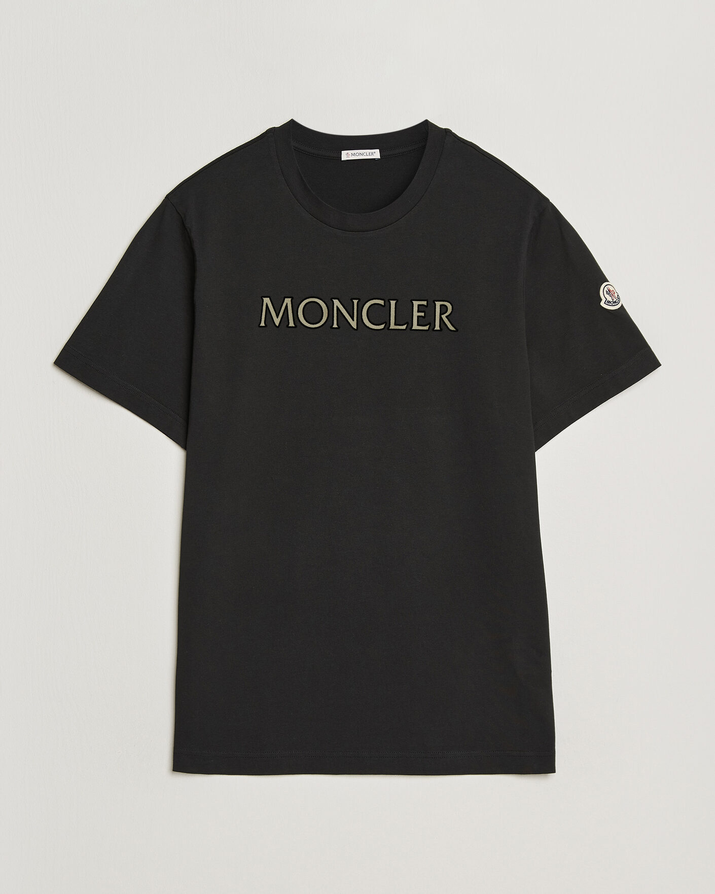 Heren | T-shirts | Moncler | Flock Print Logo T-Shirt Black