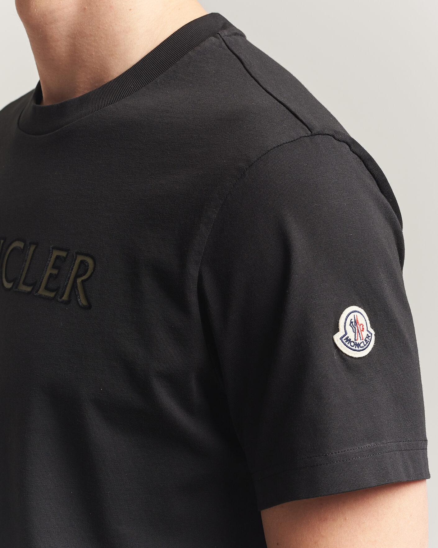 Heren | T-shirts | Moncler | Flock Print Logo T-Shirt Black