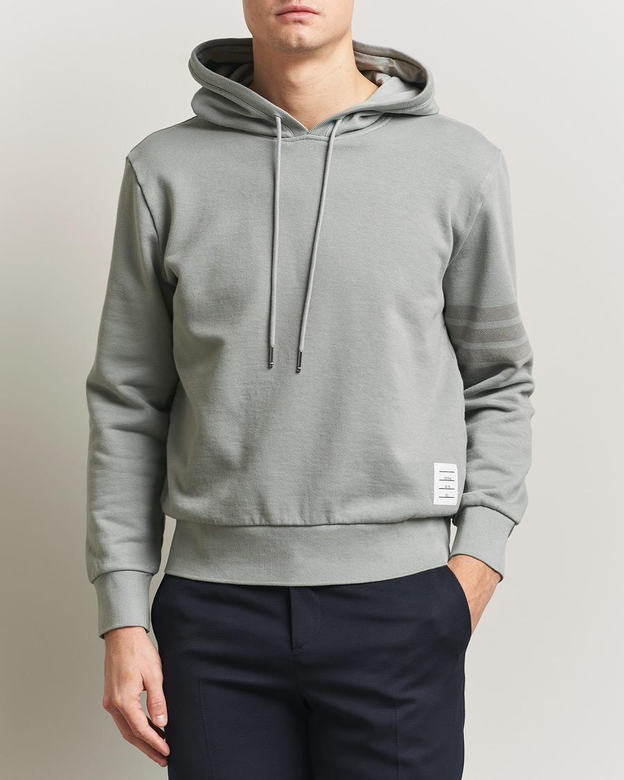 Heren | Truien | Thom Browne | Overdyed 4-Bar Hoodie Light Grey