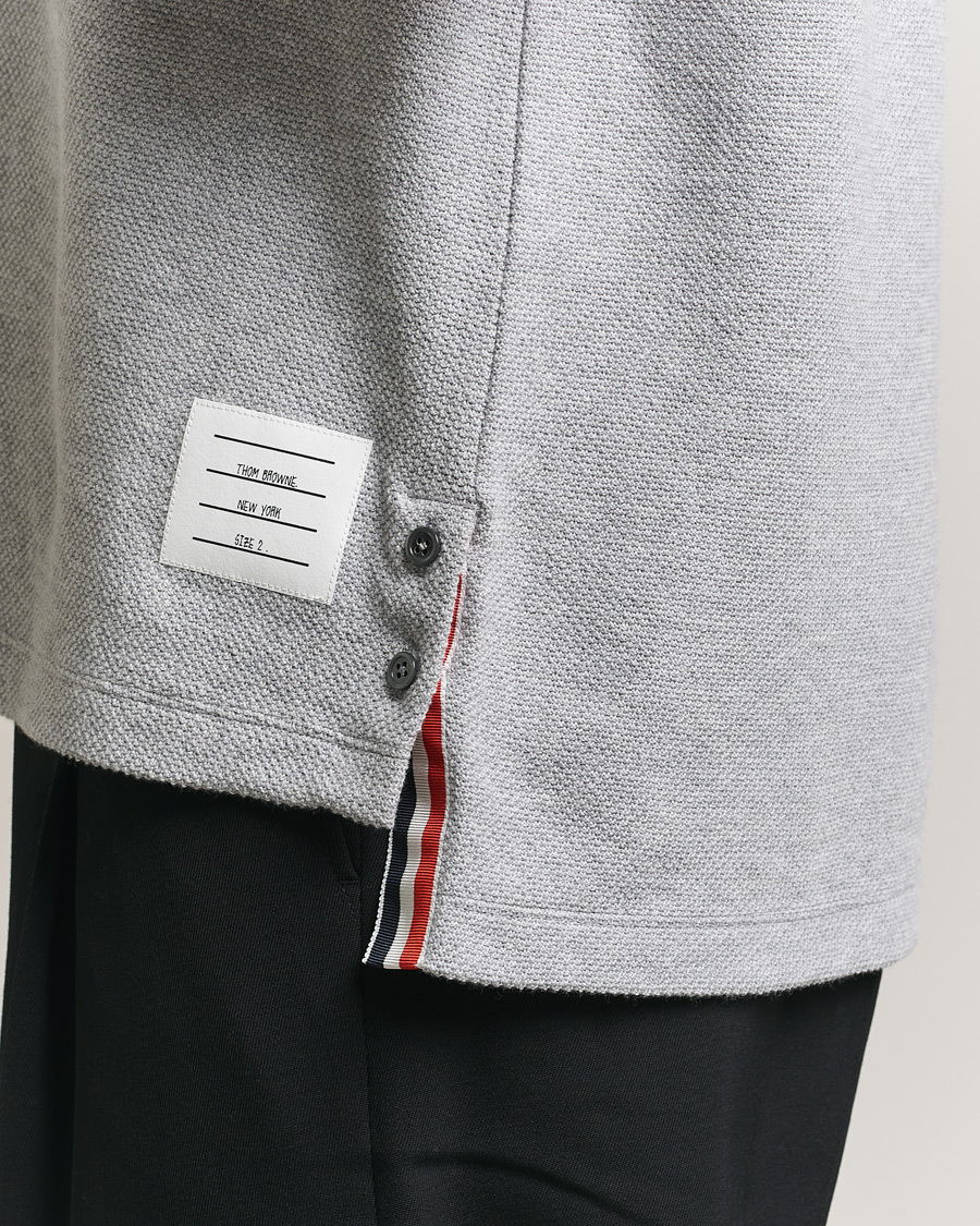 Homme | T-shirts | Thom Browne | Textured Pique 4 Bar T-Shirt Pale Grey