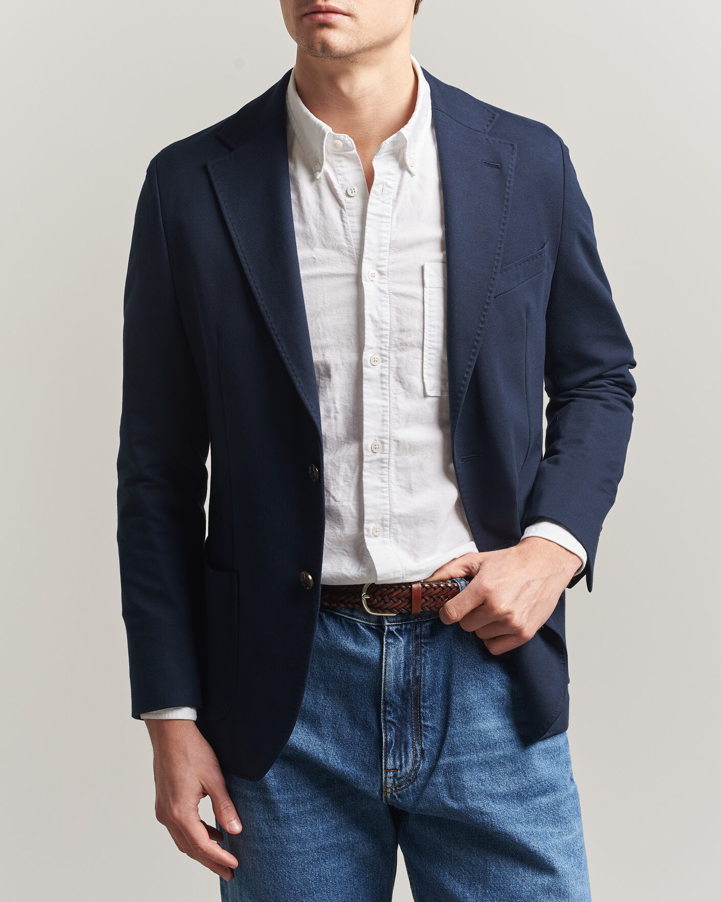 Heren | Blazers | Morris | Cotton Jersey Blazer Navy