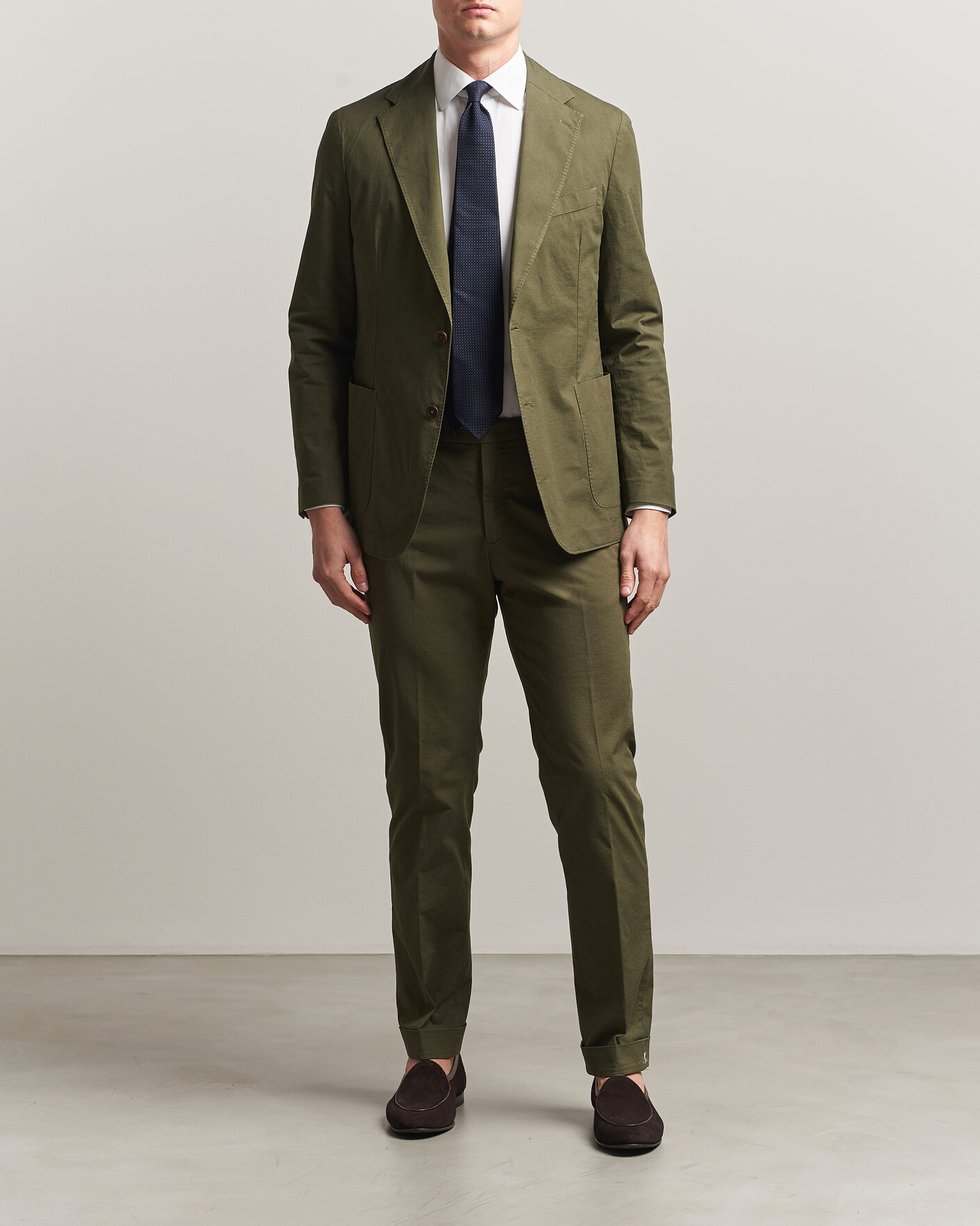 Homme | Blazers | Morris | Washed Cotton Suit Blazer Olive