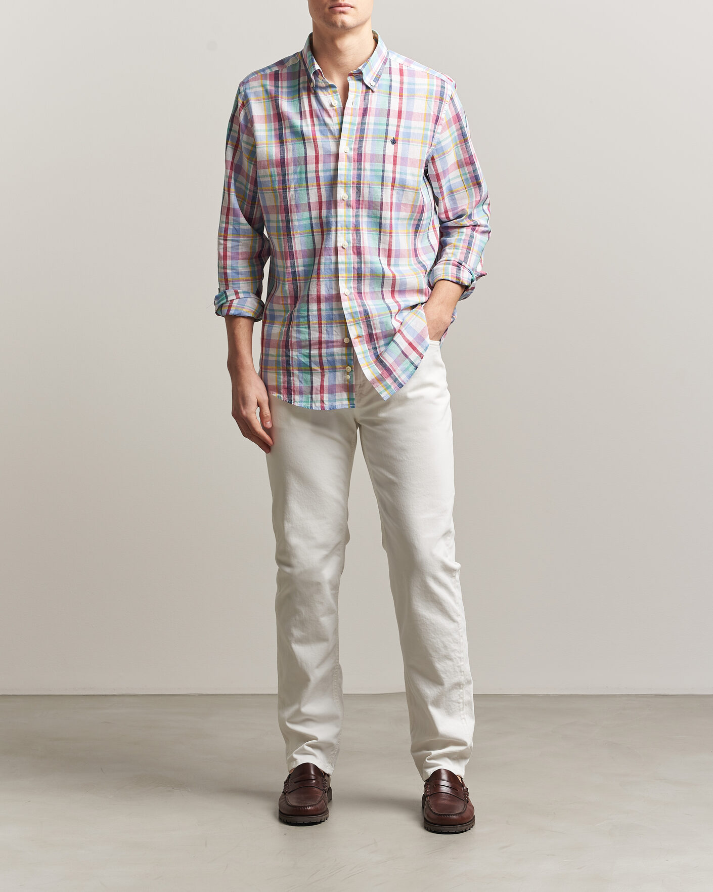 Heren | Broeken | Morris | James Brushed 5-Pocket Jeans Off White