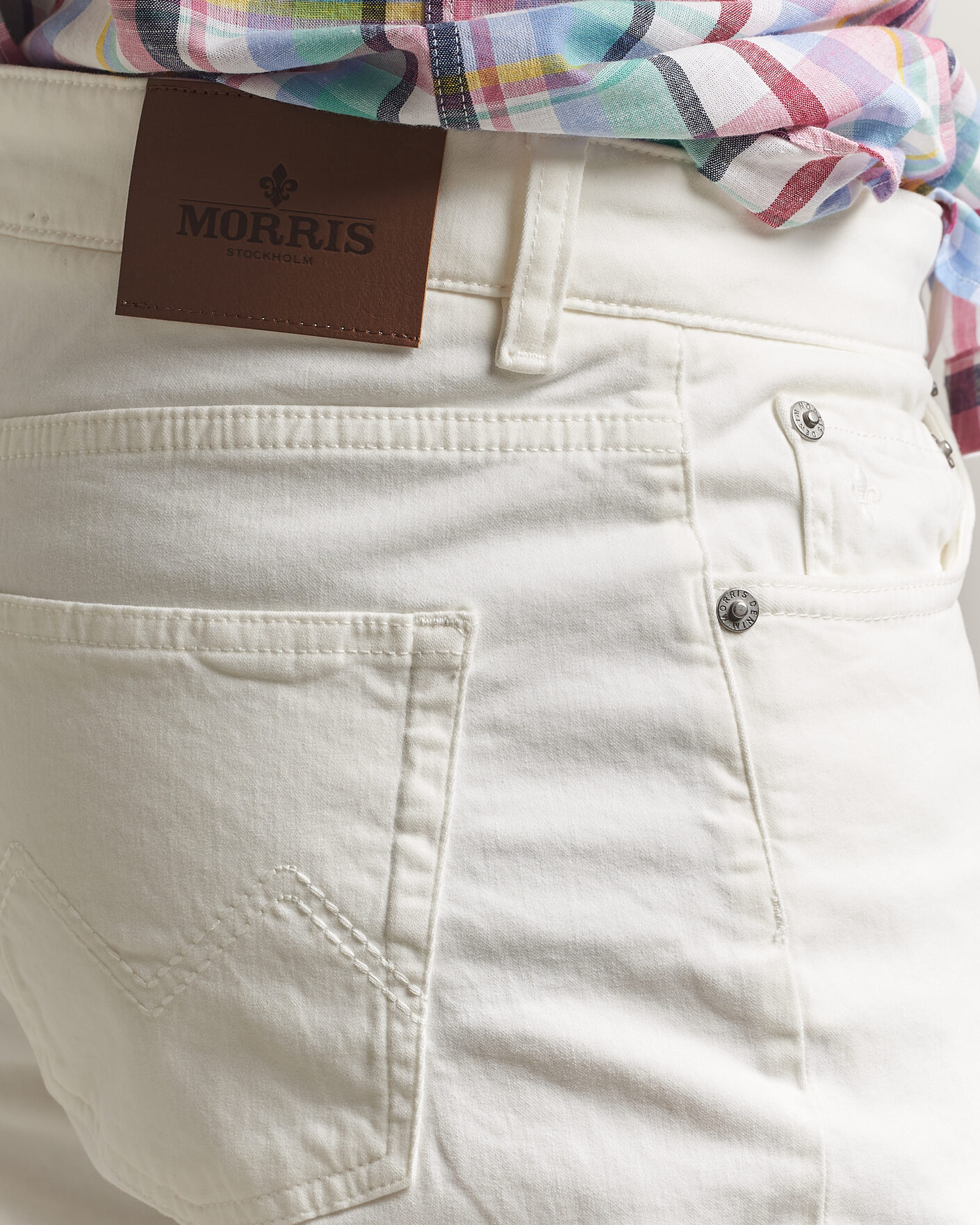 Heren | Broeken | Morris | James Brushed 5-Pocket Jeans Off White