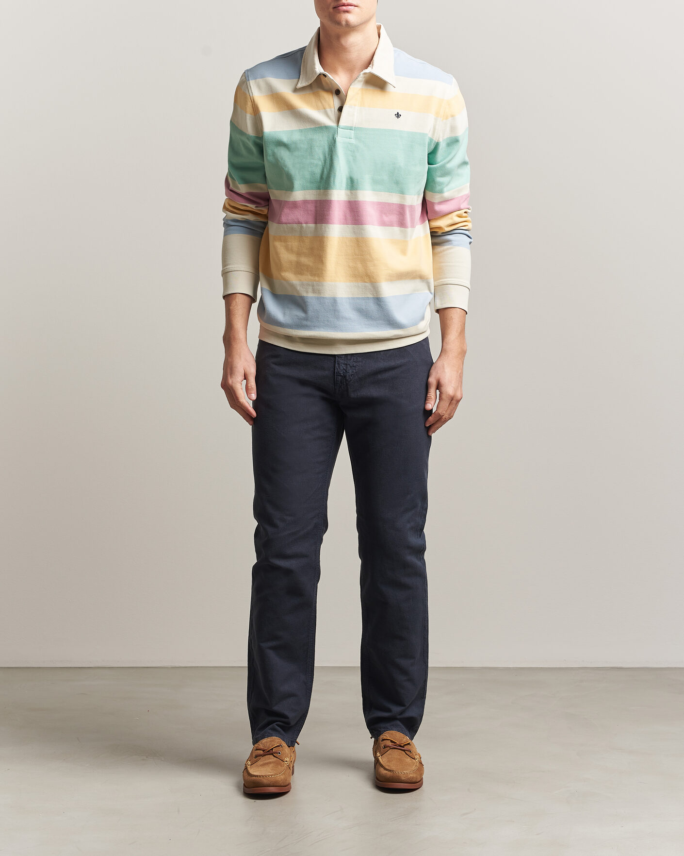 Heren | Broeken | Morris | James Washed Linen 5-Pocket Pants Dark Blue