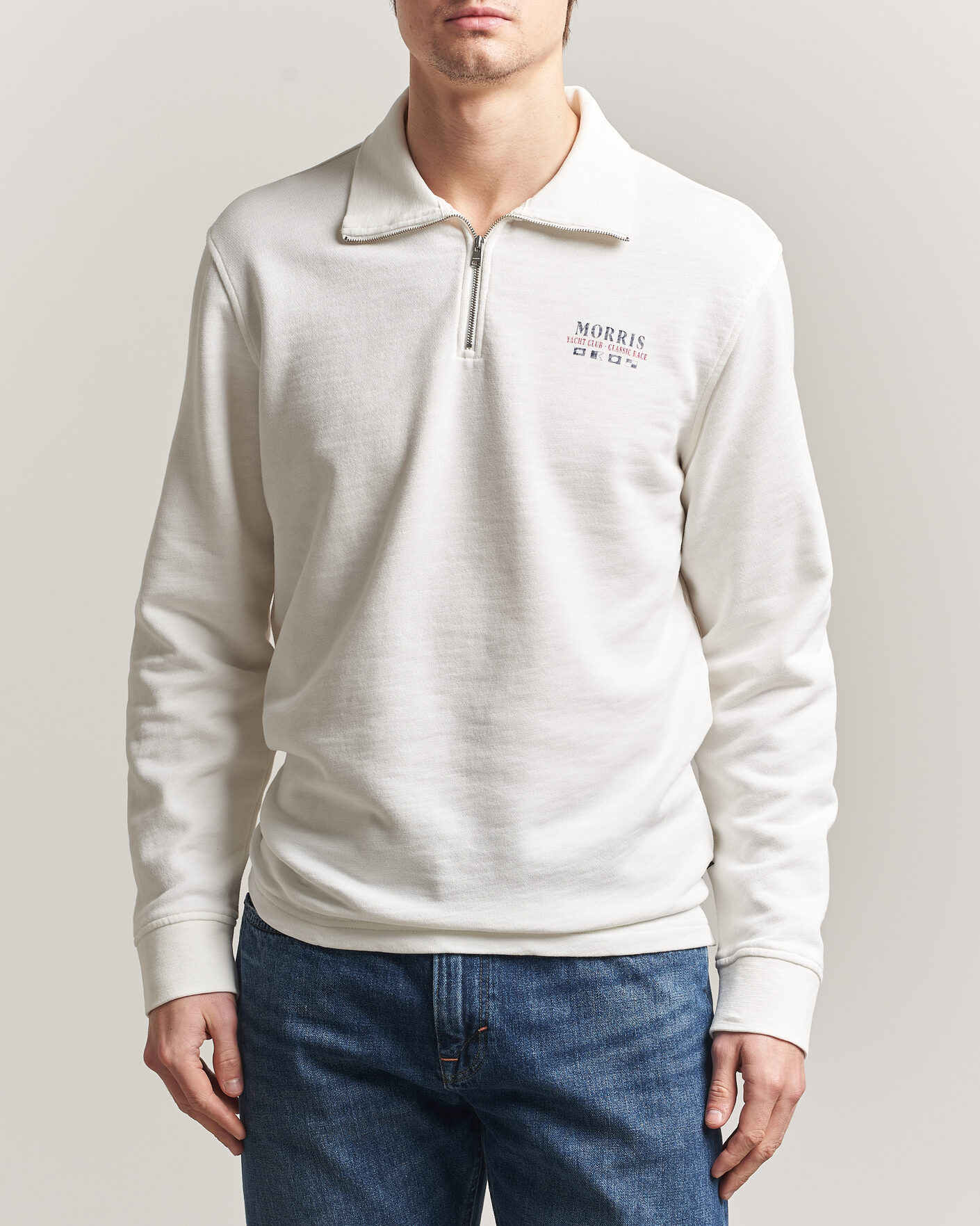 Heren | Truien | Morris | Northcott Slub Half-Zip White