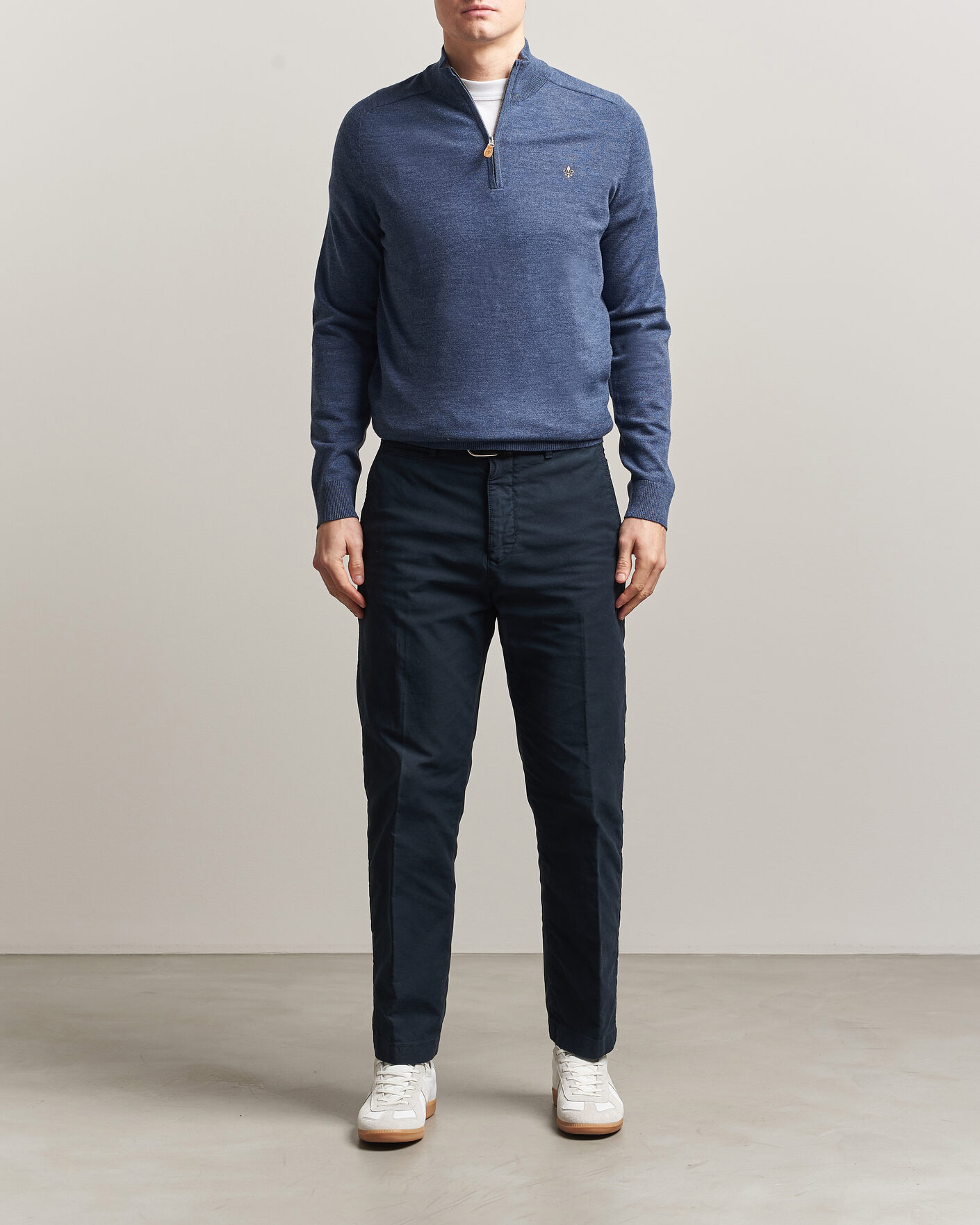 Heren | Truien | Morris | John Merino Half-Zip Blue