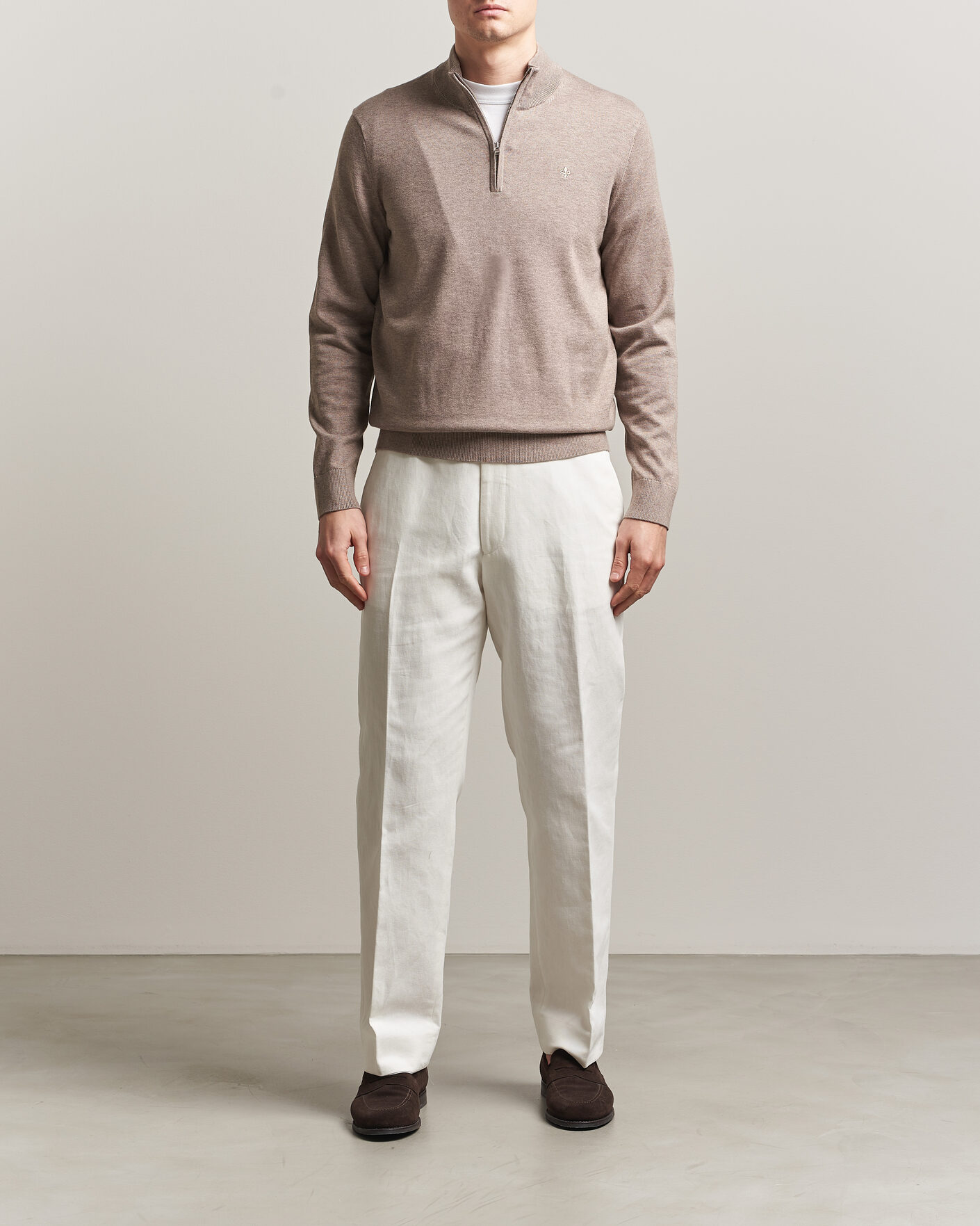 Heren | Truien | Morris | Riley Half-Zip Brown