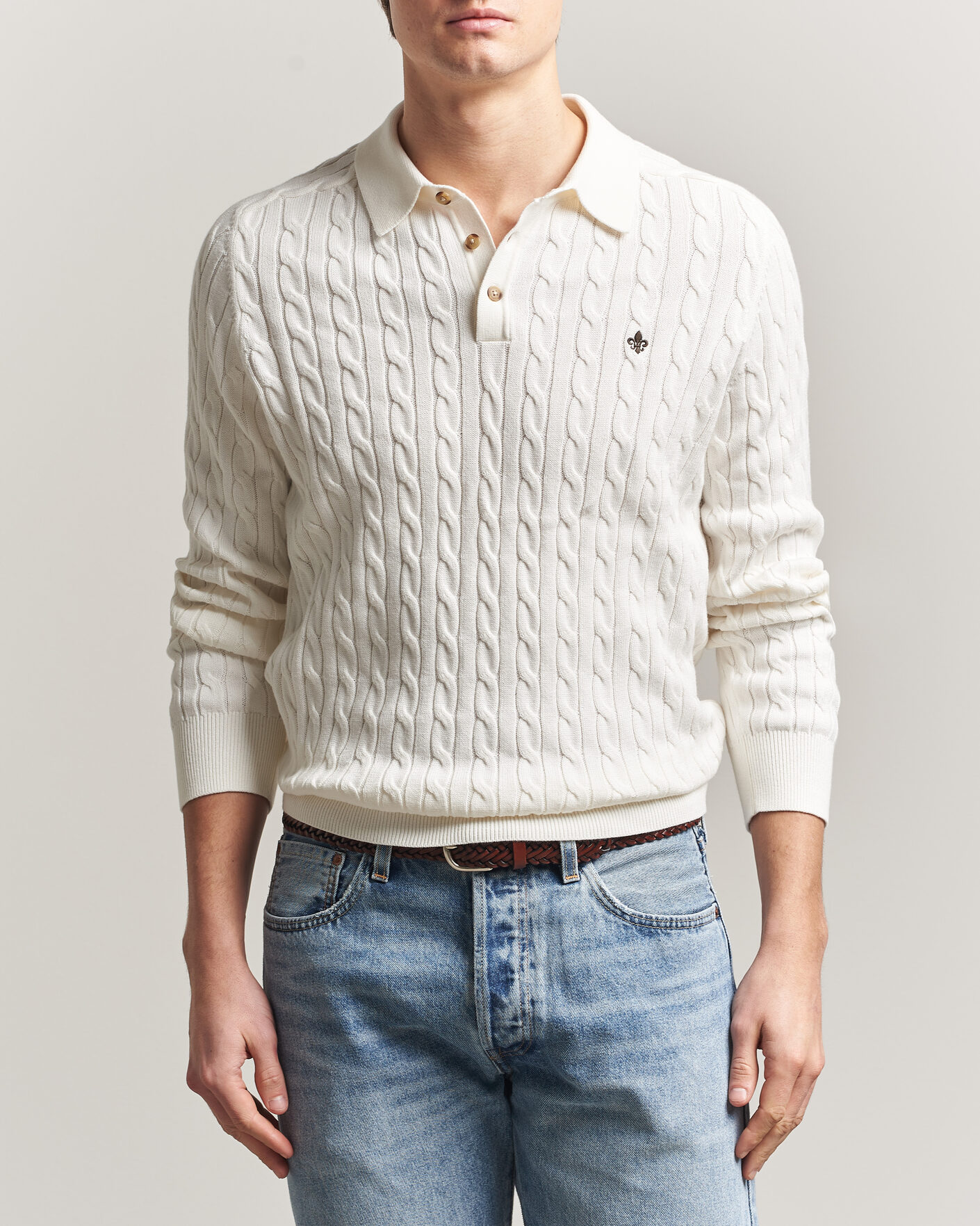 Heren | Truien | Morris | Lancaster Cable Polo Off White
