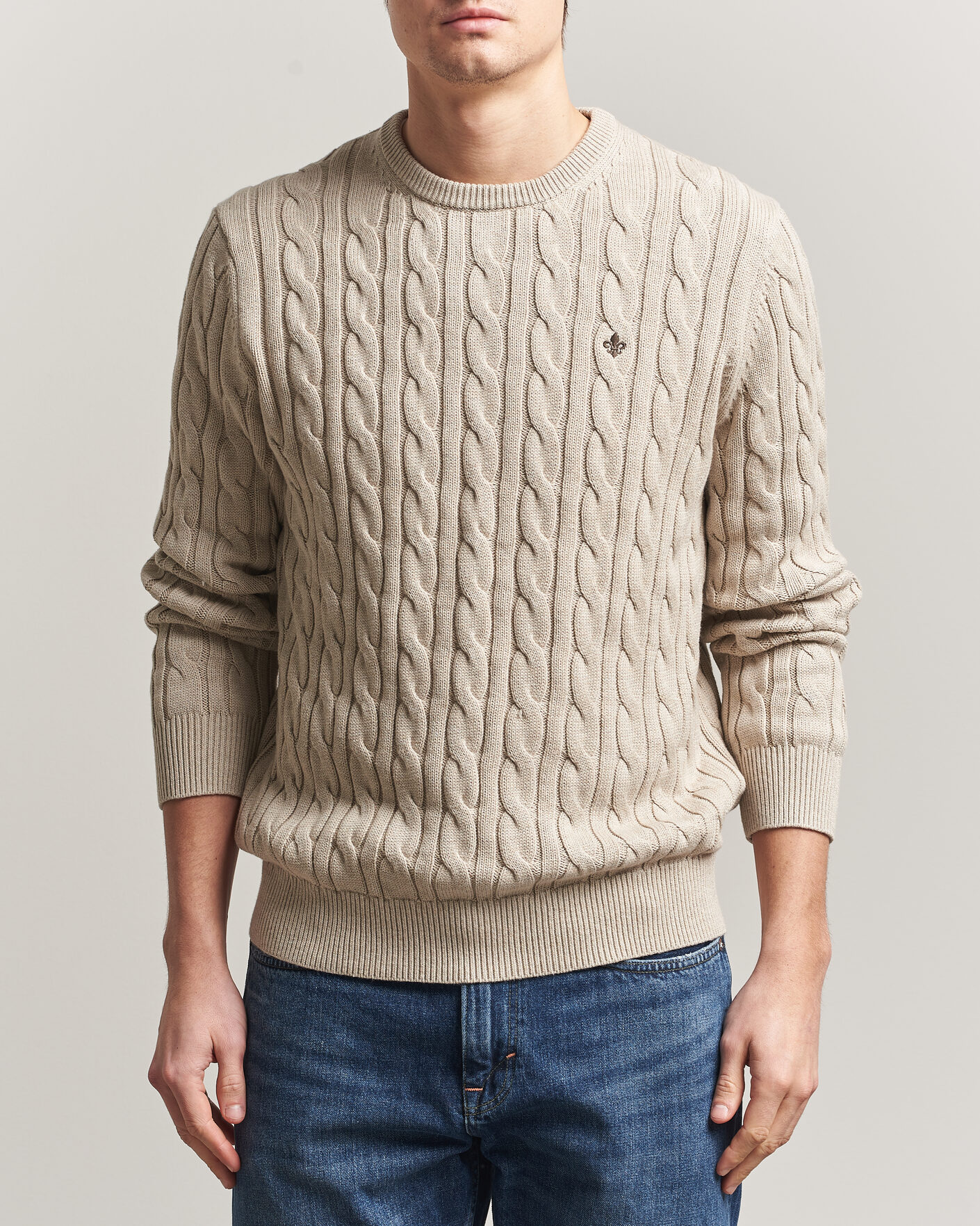 Heren | Truien | Morris | Ethan Cable Oneck Khaki