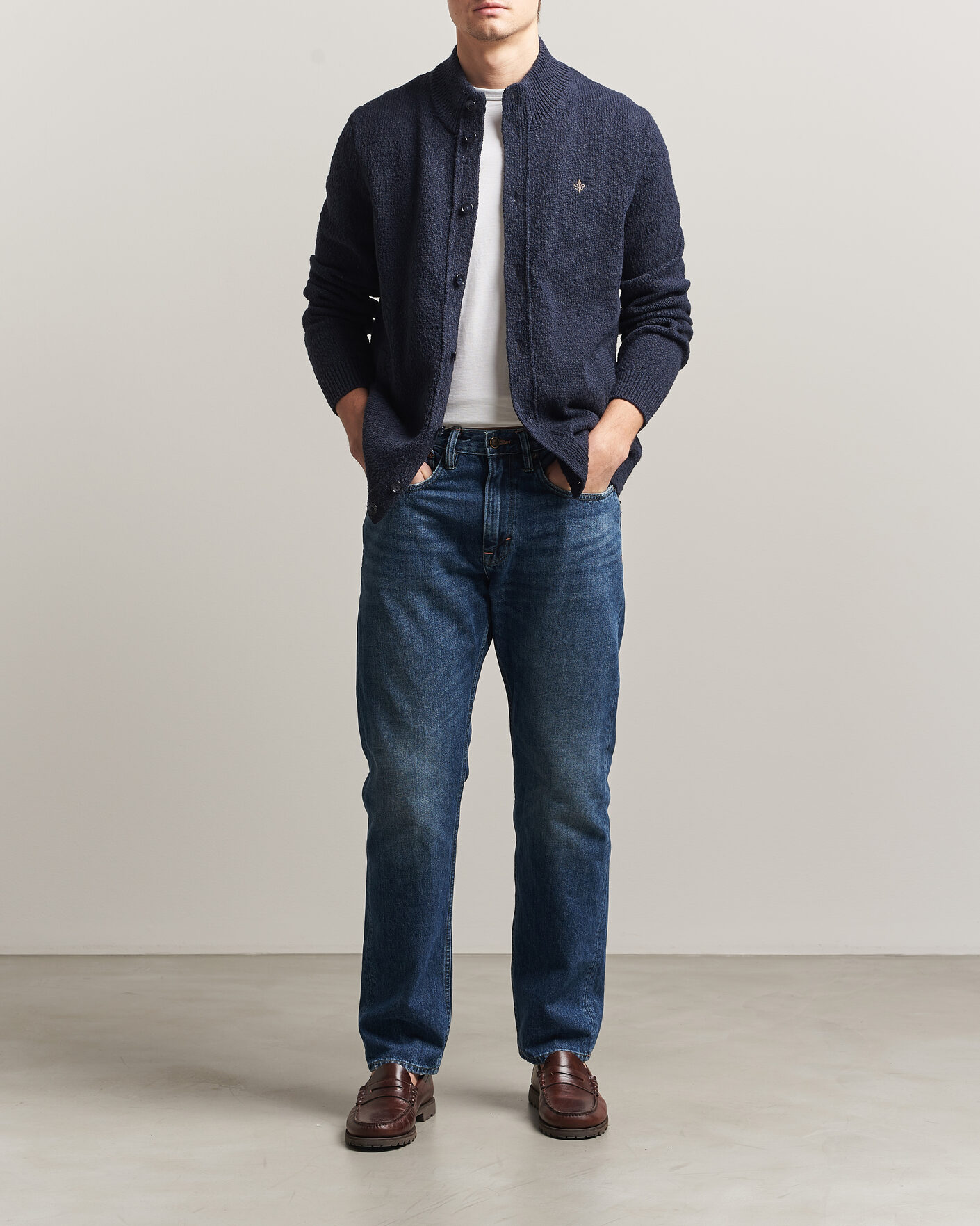 Heren | Truien | Morris | Windham Button Cardigan Navy