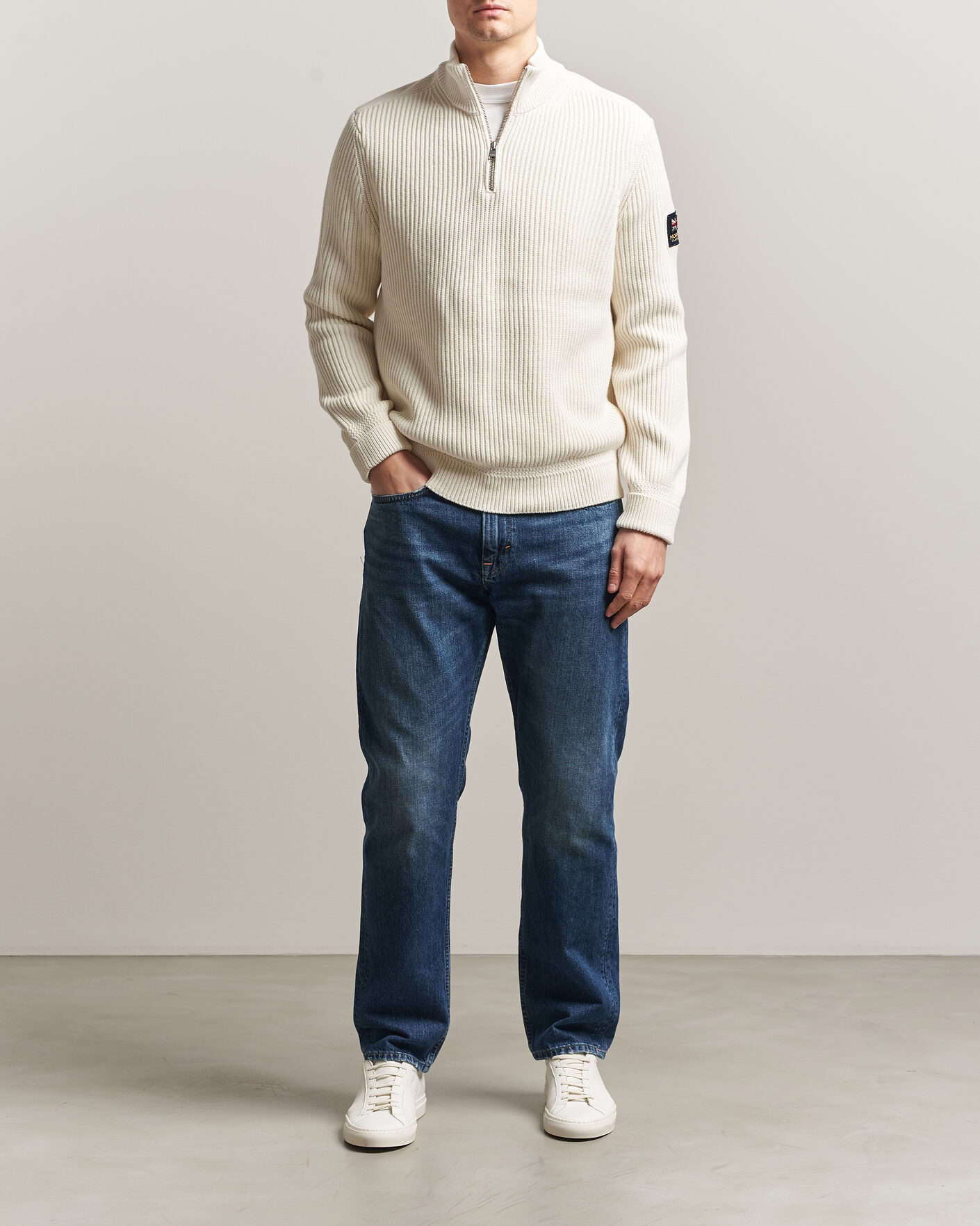 Heren | Truien | Morris | Brenton Half-Zip Off White