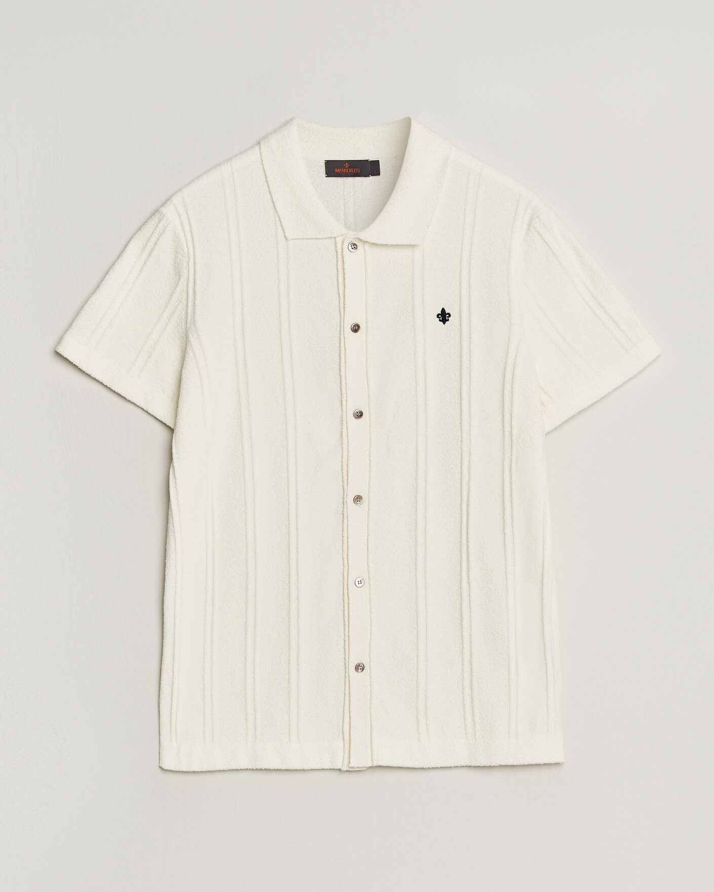 Heren | Overhemden | Morris | Clayton Knitted Short Sleeve Shirt Off White