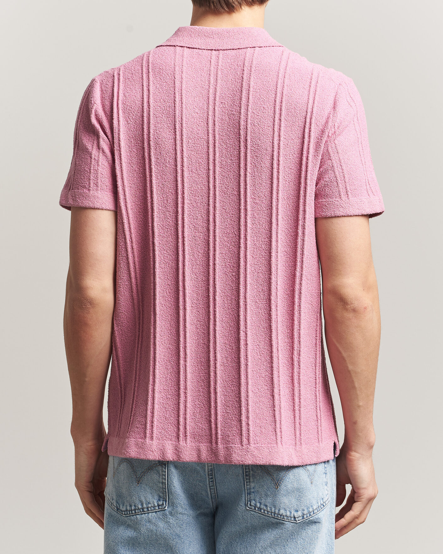 Homme | Chemises | Morris | Clayton Knitted Short Sleeve Shirt Pink