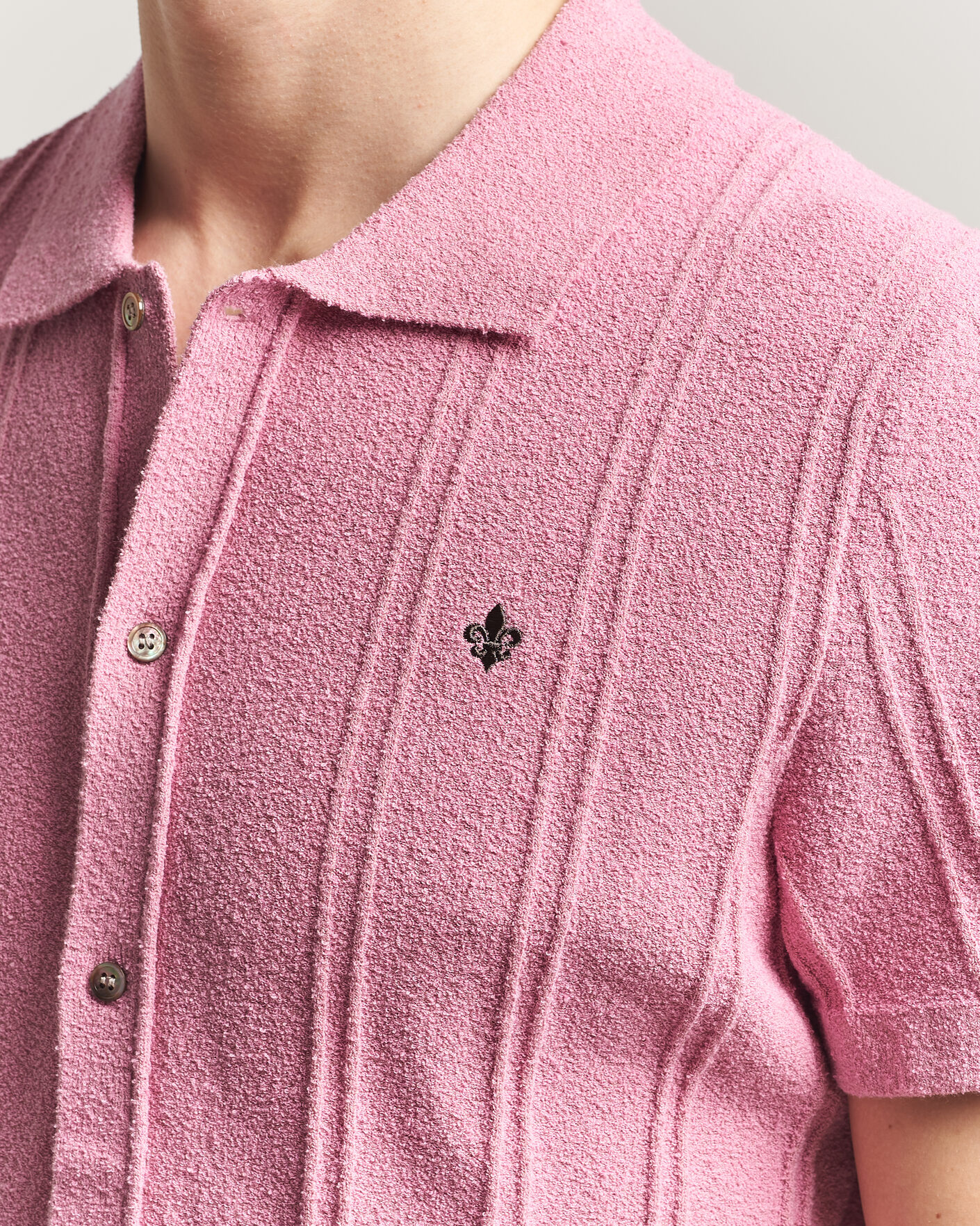Homme | Chemises | Morris | Clayton Knitted Short Sleeve Shirt Pink