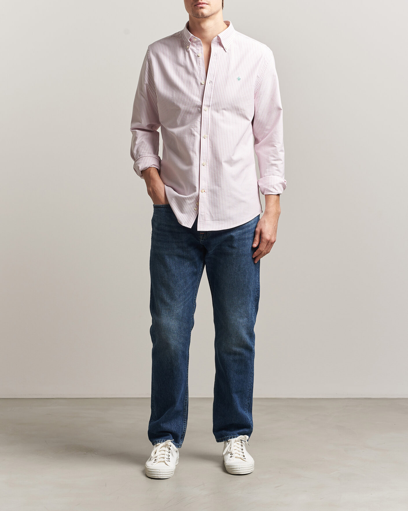 Heren | Overhemden | Morris | Douglas Striped Oxford Shirt Pink