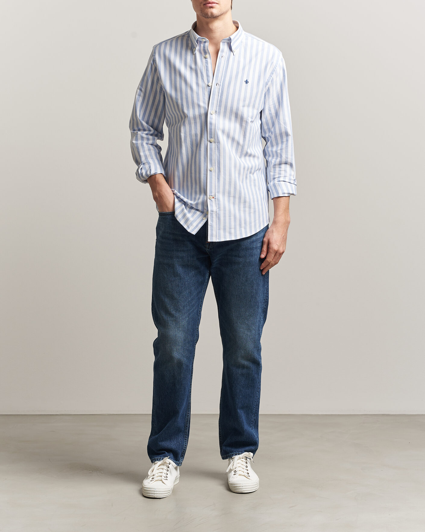 Heren | Overhemden | Morris | Douglas Striped Oxford Shirt Light Blue