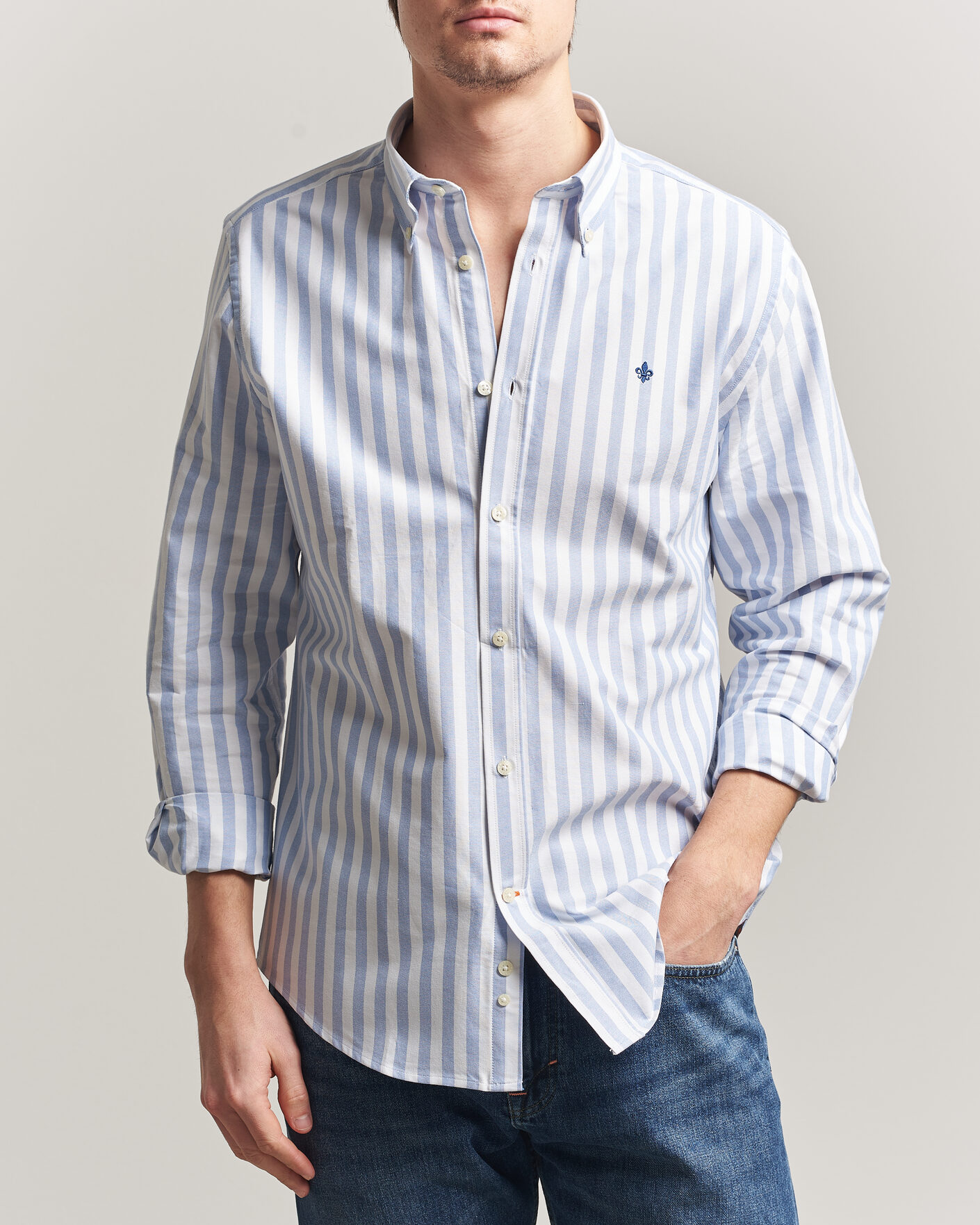 Homme | Chemises | Morris | Douglas Striped Oxford Shirt Light Blue