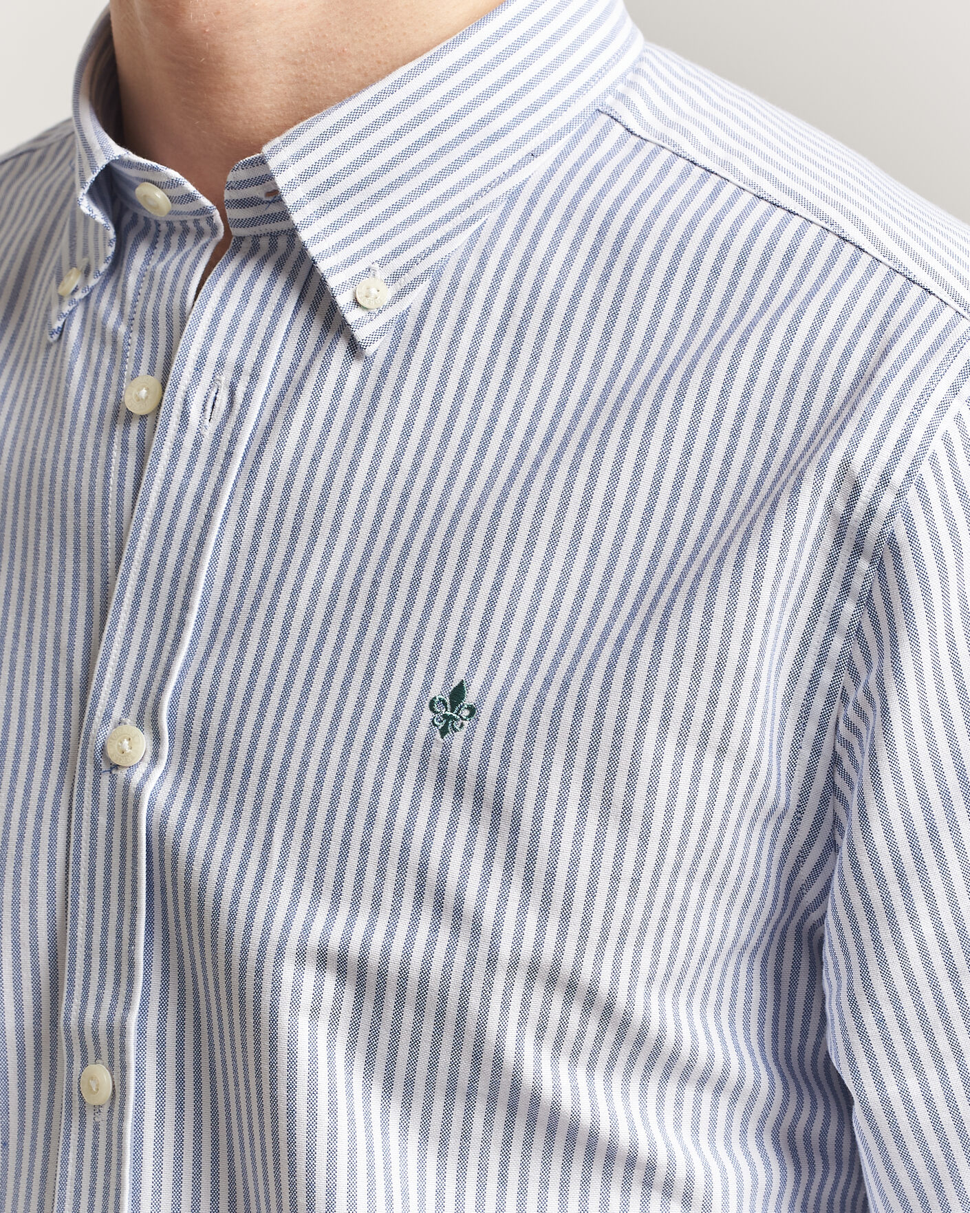 Heren | Overhemden | Morris | Douglas Striped Oxford Shirt Dark Blue