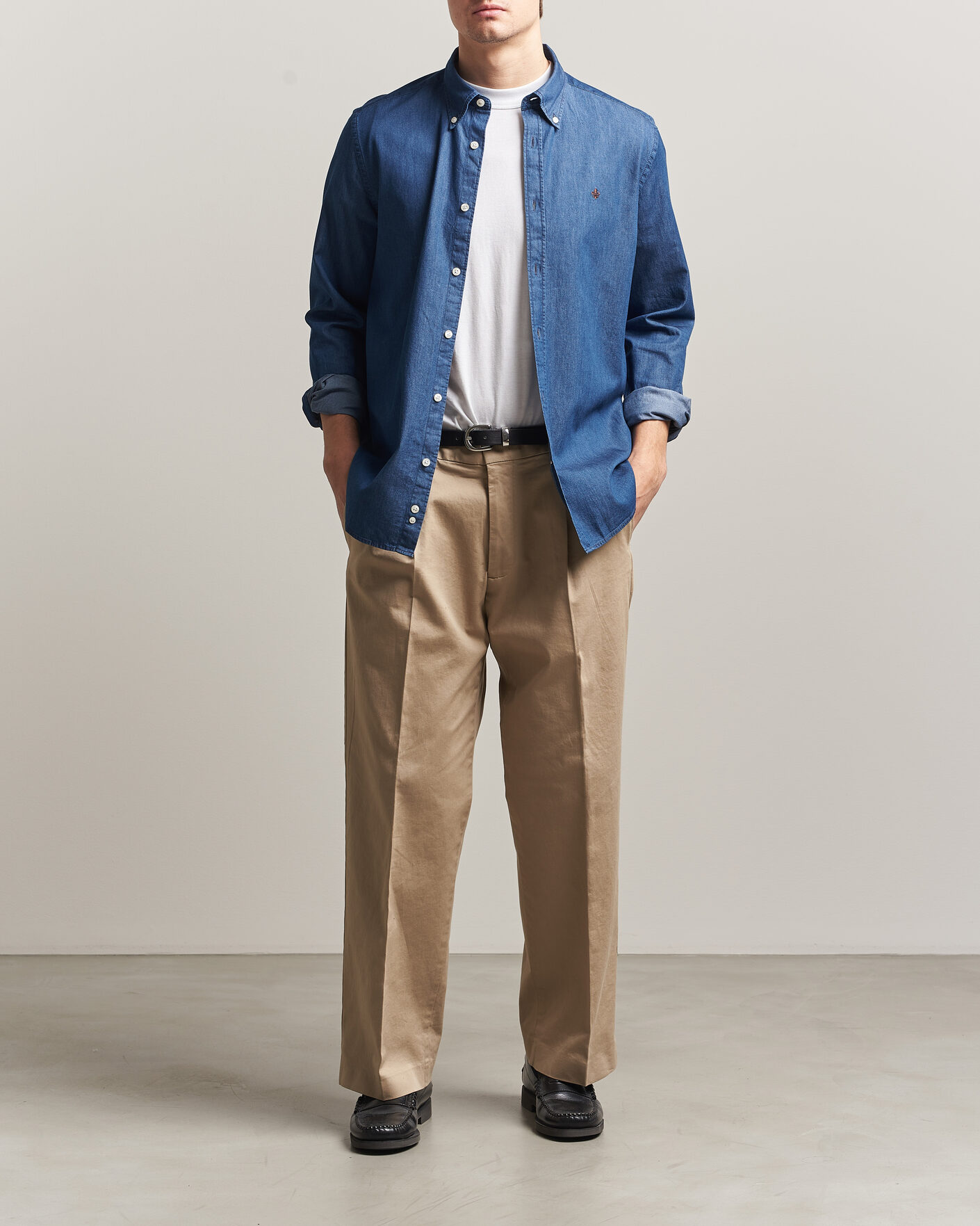 Heren | Overhemden | Morris | Light Denim Shirt Blue