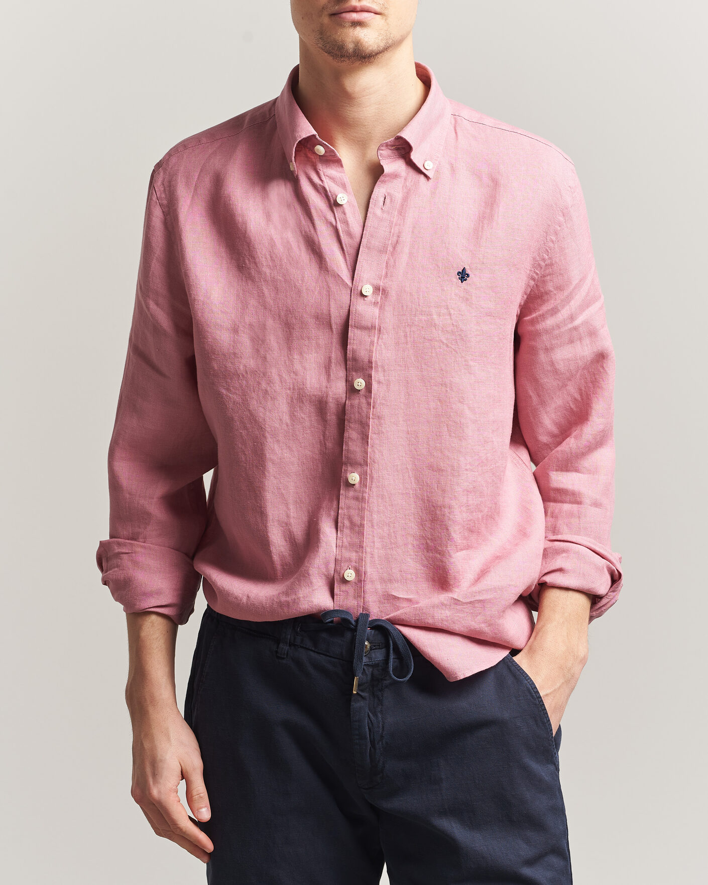 Homme | Chemises | Morris | Douglas Button Down Linen Shirt Pink