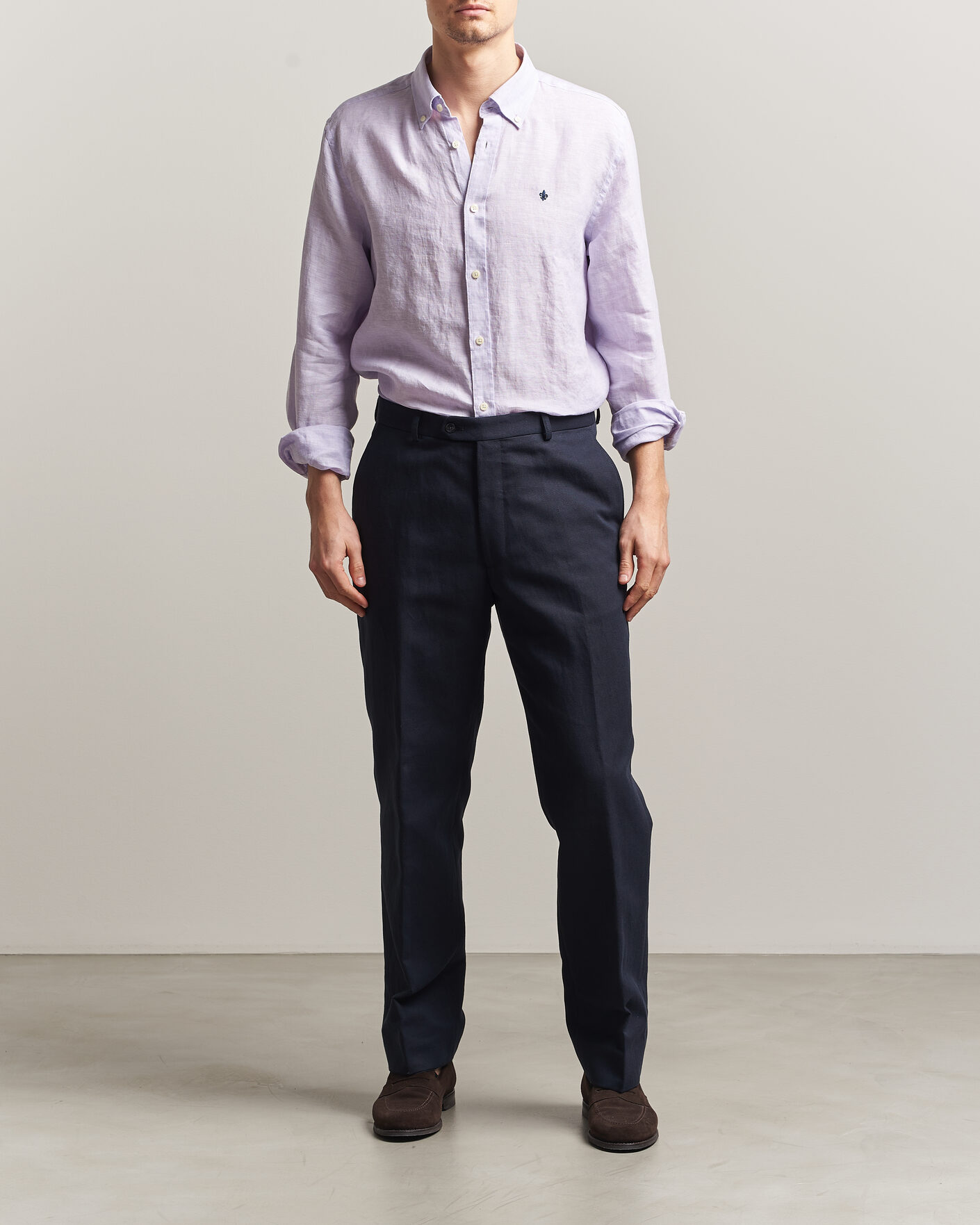 Homme | Chemises | Morris | Douglas Button Down Linen Shirt Purple