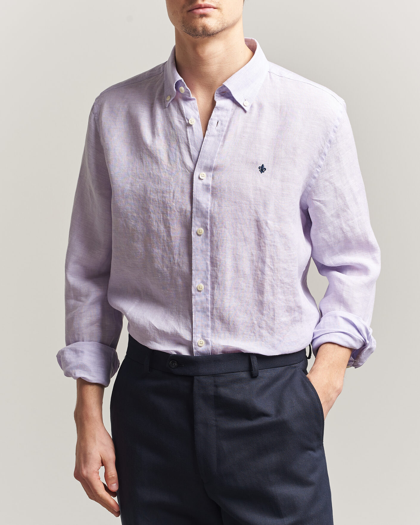 Homme | Chemises | Morris | Douglas Button Down Linen Shirt Purple