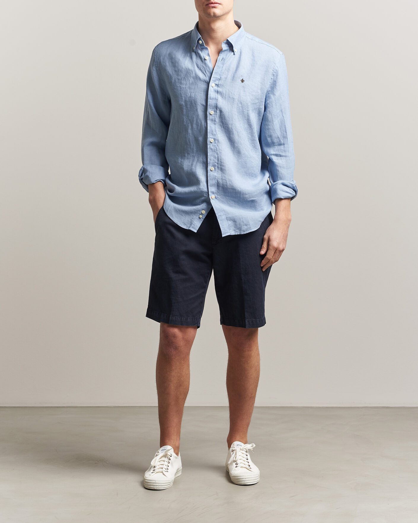 Heren | Overhemden | Morris | Douglas Button Down Linen Shirt Light Blue