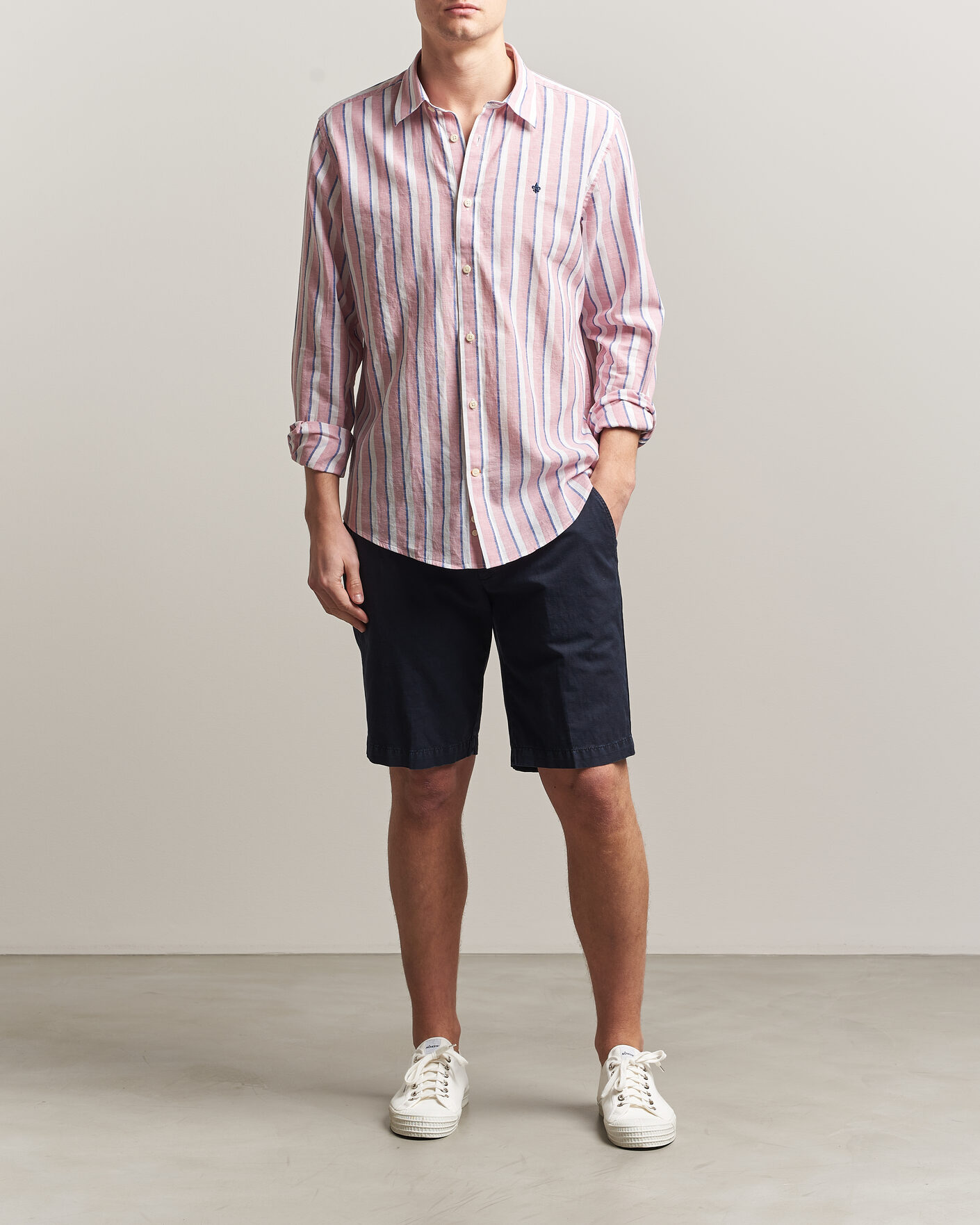 Homme | Chemises | Morris | Douglas Linen Striped Shirt Red/White