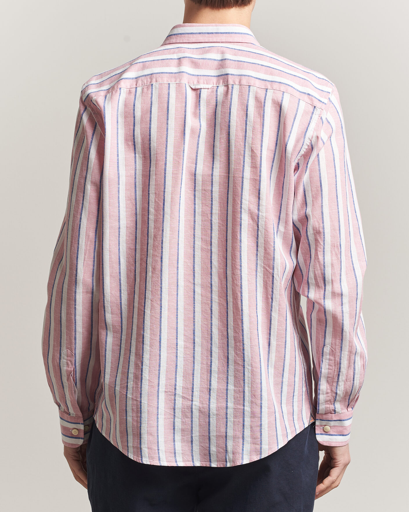 Homme | Chemises | Morris | Douglas Linen Striped Shirt Red/White